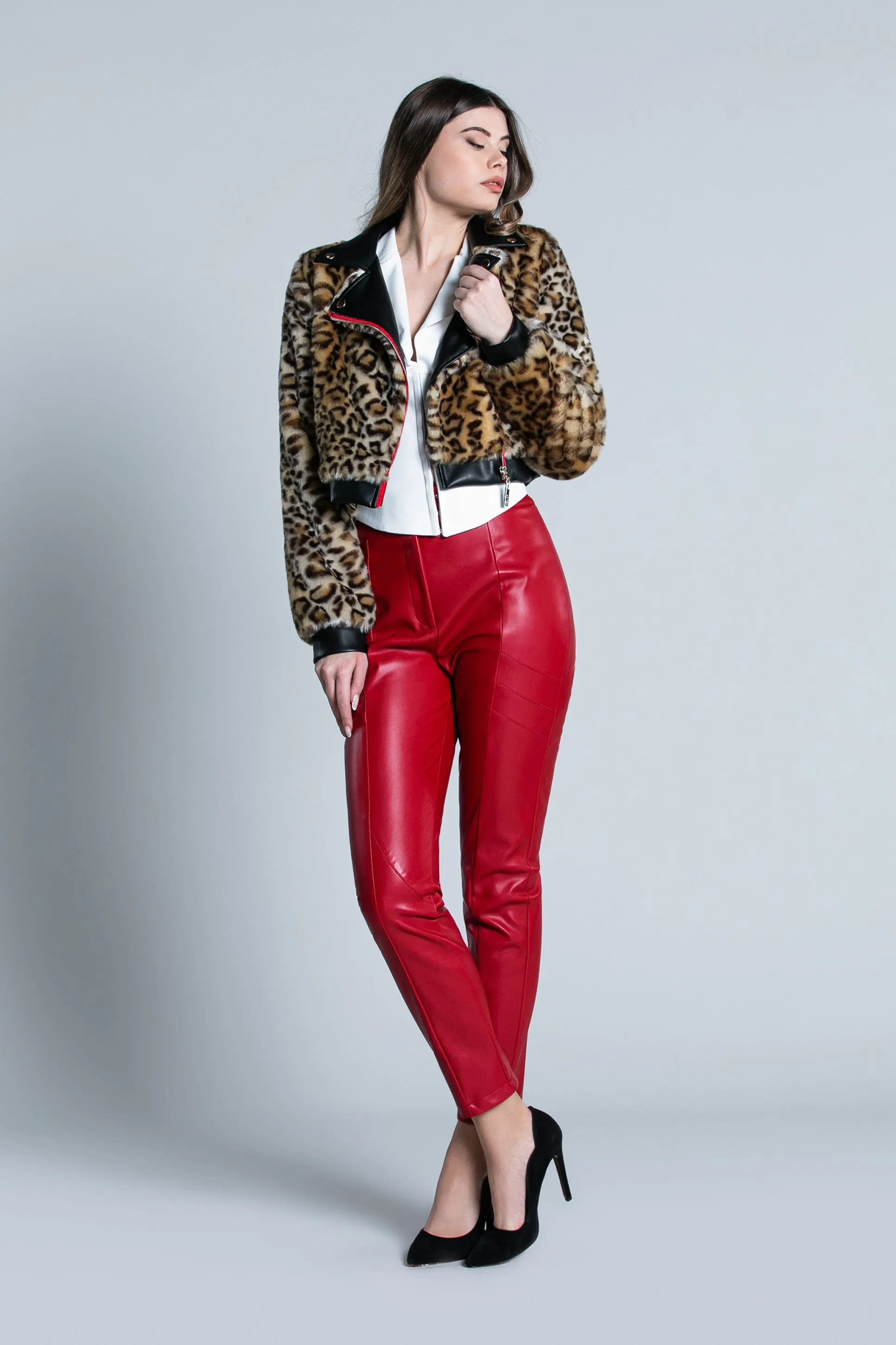 Pantalone PAMPIU con inserti tagli ecopelle