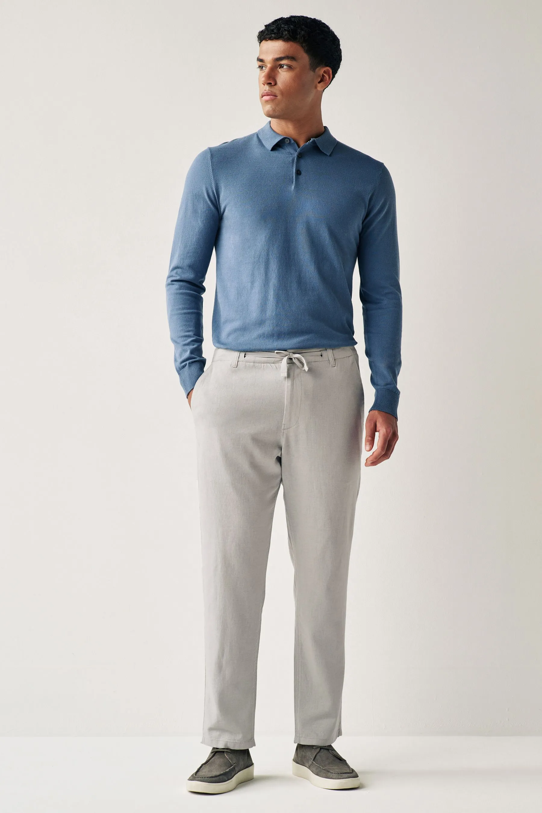 Pantaloni in viscosa e lino con coulisse    