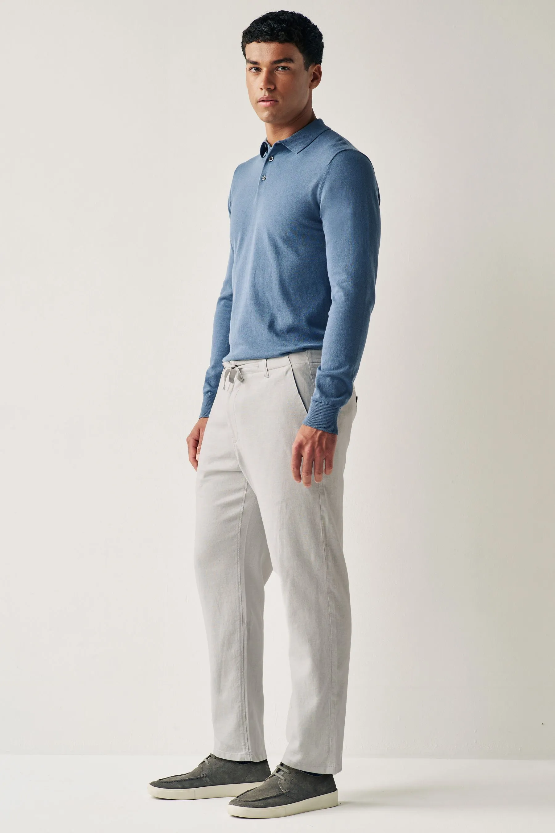 Pantaloni in viscosa e lino con coulisse    