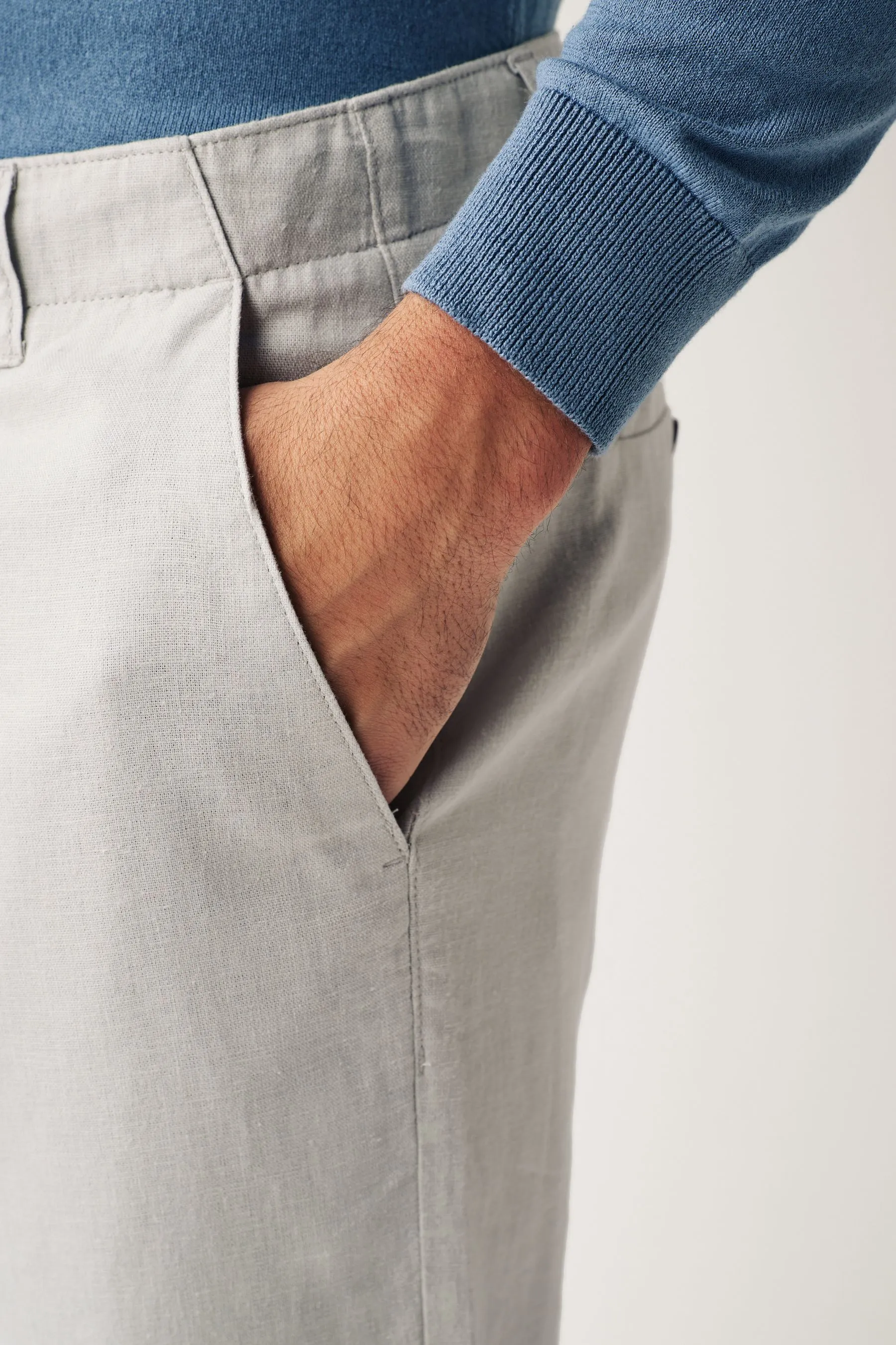 Pantaloni in viscosa e lino con coulisse    