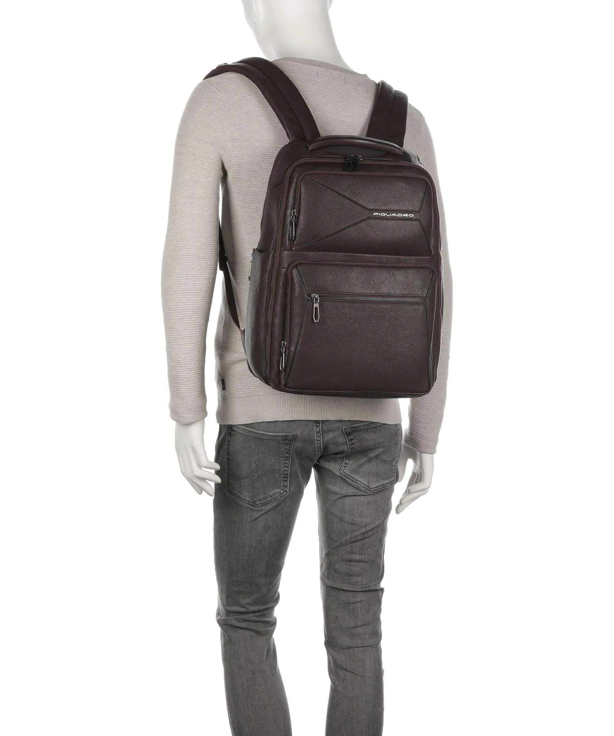  Piquadro Rhino RFID Zaino porta pc 15″ pelle di vacchetta grana marrone scuro  