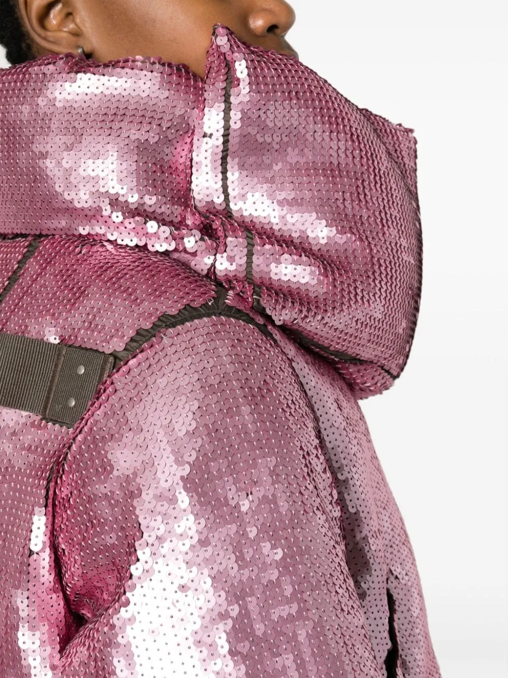 Piumino con paillettes in rosa - donna