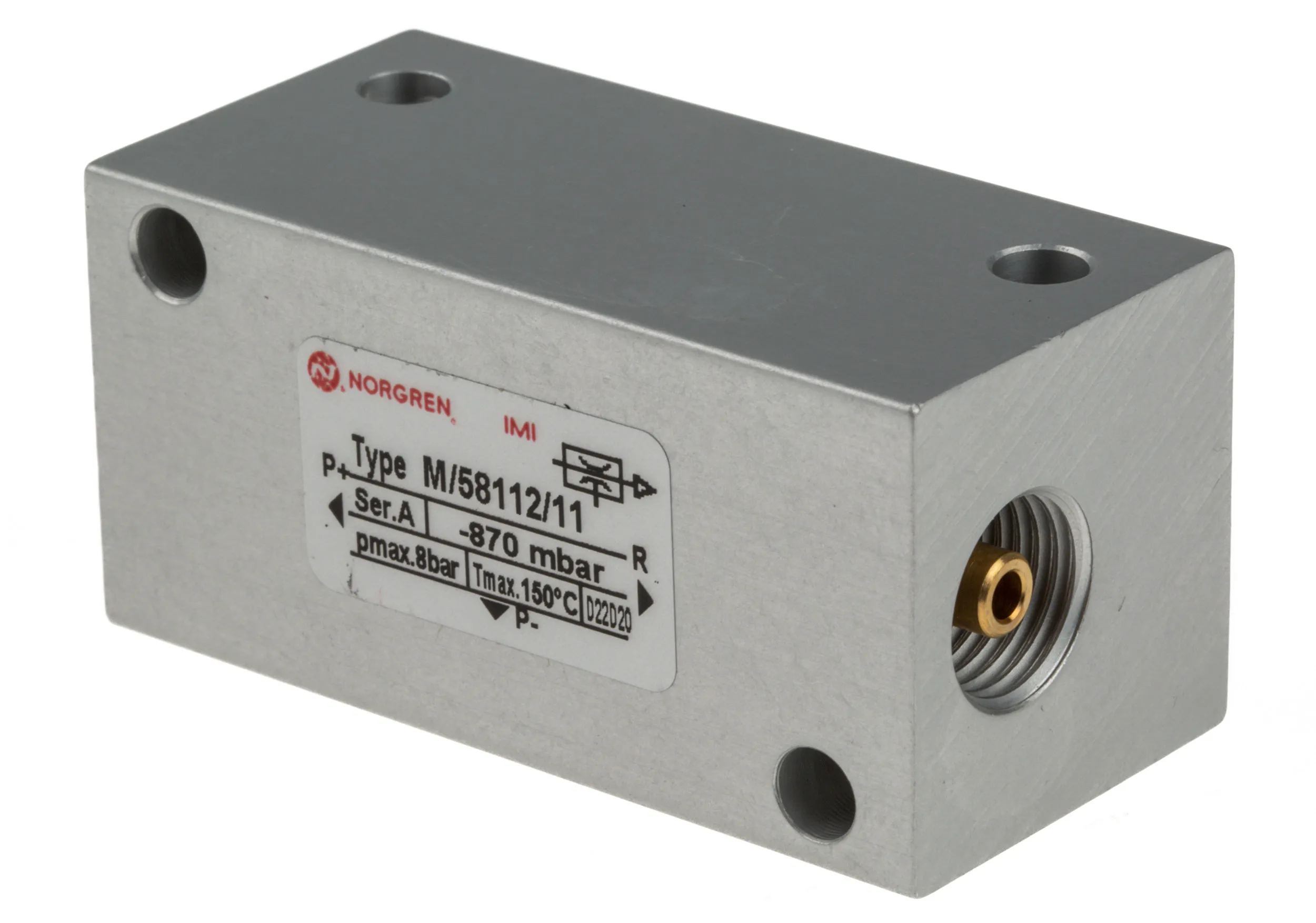 Pompa per vuoto Norgren M/58112/11, Ø ugello 0.3mm, pressione vuoto max -0.9bar, aspirazione max 55L/min, pressione max