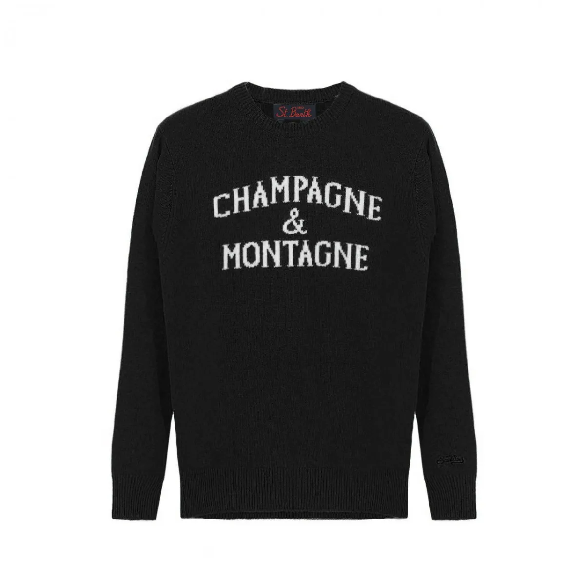 Round Neck Sweater Champagne & Montagne, Nero