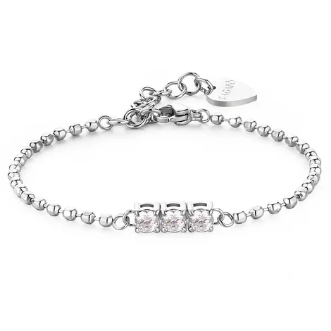 SAGAPO Bracciale a sfere e zirconi bianchi S'Agapò