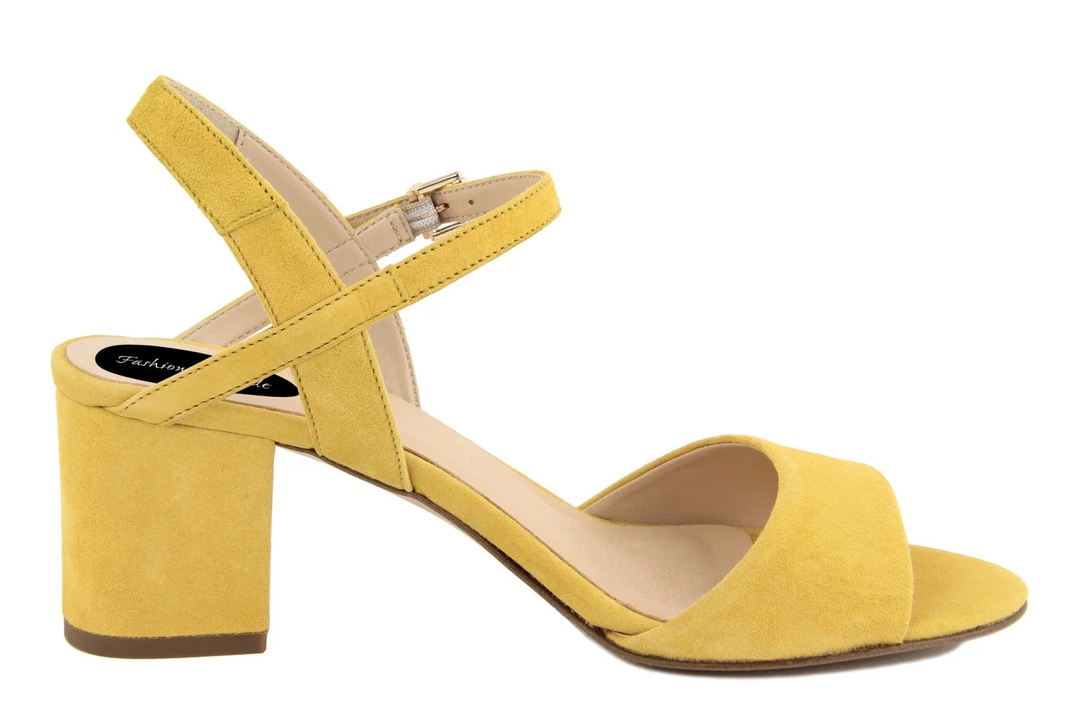 Sandali con tacco Donna In Pelle Giallo