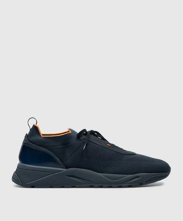 Santoni Sneakers blu con stampa logo MBIO21601NOTNHOD