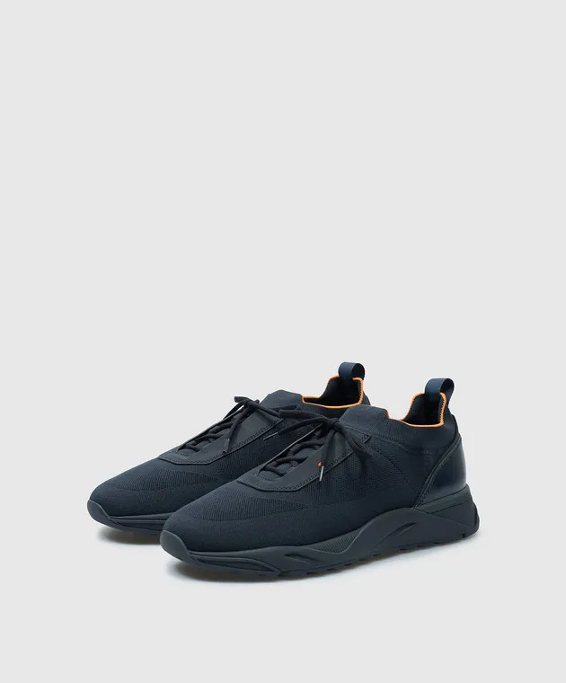 Santoni Sneakers blu con stampa logo MBIO21601NOTNHOD