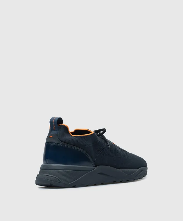 Santoni Sneakers blu con stampa logo MBIO21601NOTNHOD