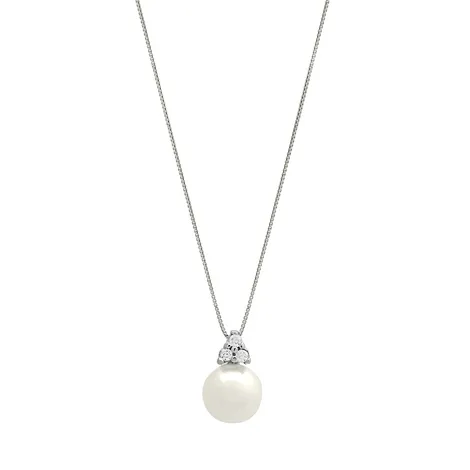 SARNIORO Girocollino perla con zirconi in oro bianco 18kt