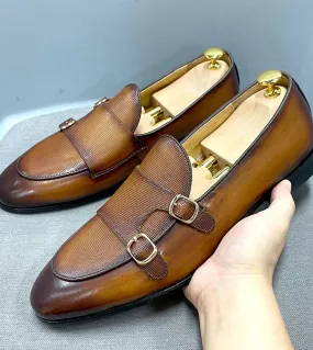 Scarpe estive Mocassini da uomo in vera pelle Monk Strap Slipons Wedding Party Casual Business Office Man Scarpa elegante per