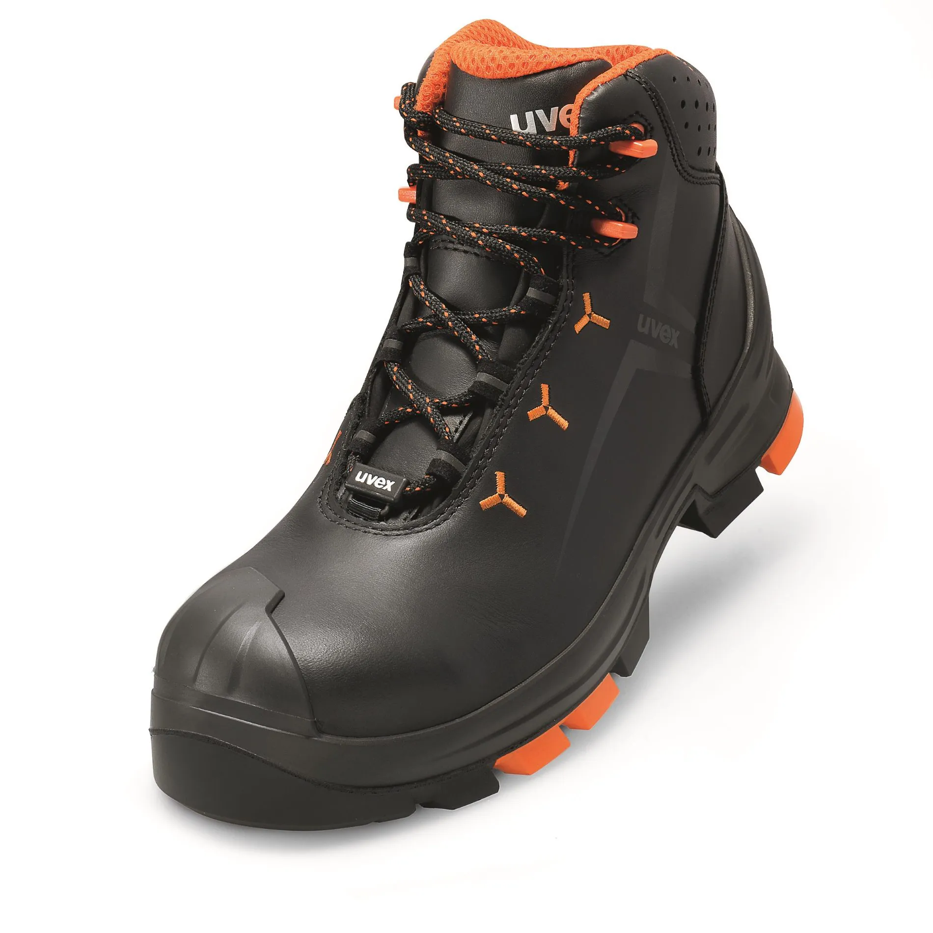 Scarponcini antinfortunistici S3 Uvex da  Unisex tg. 45, col. Nero, Arancione, ESD, resistenti all'acqua, con puntale