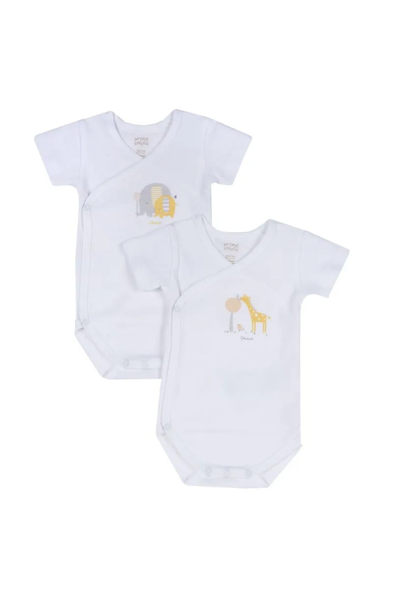 Set 2 body incrociato con manica corta Bebe' Bianco