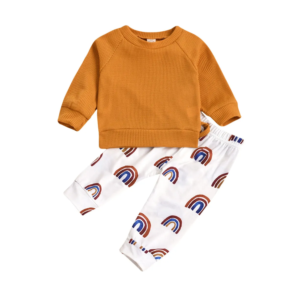 Set maglia e pantalone casual in cotone per casa e per passeggio arcobaleno