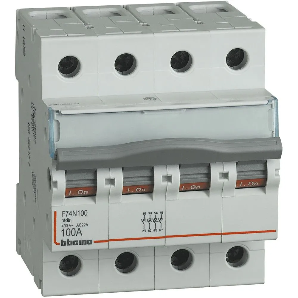 Sezionatore Modulare In=100A 4P 4 mod. Bticino F74N100