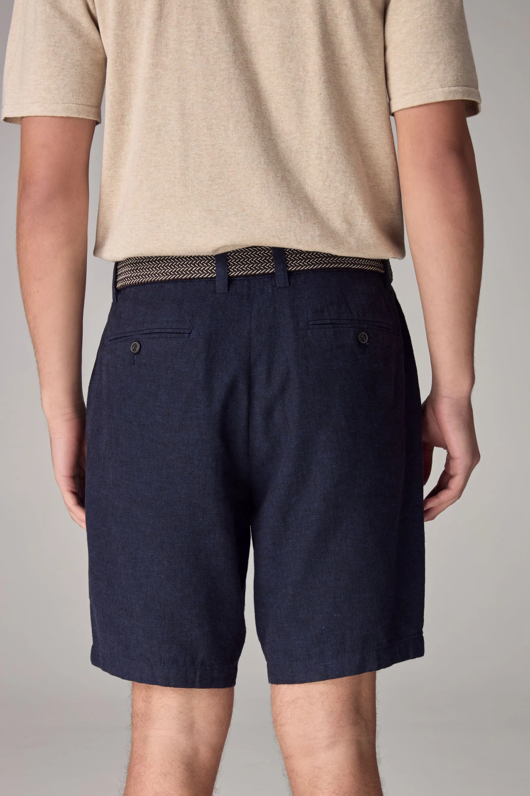 Shorts chino in lino cotone con cintura inclusa