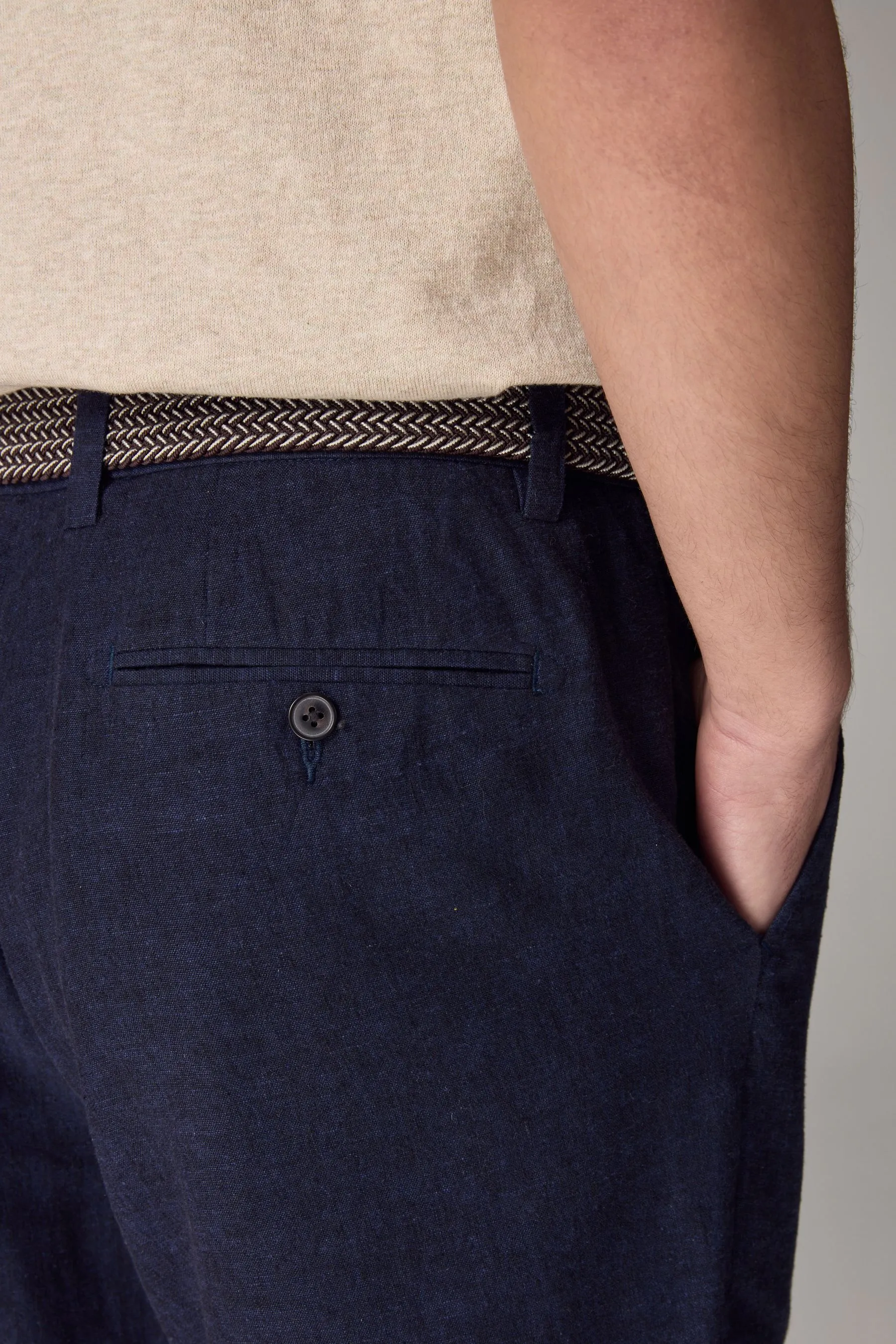 Shorts chino in lino cotone con cintura inclusa