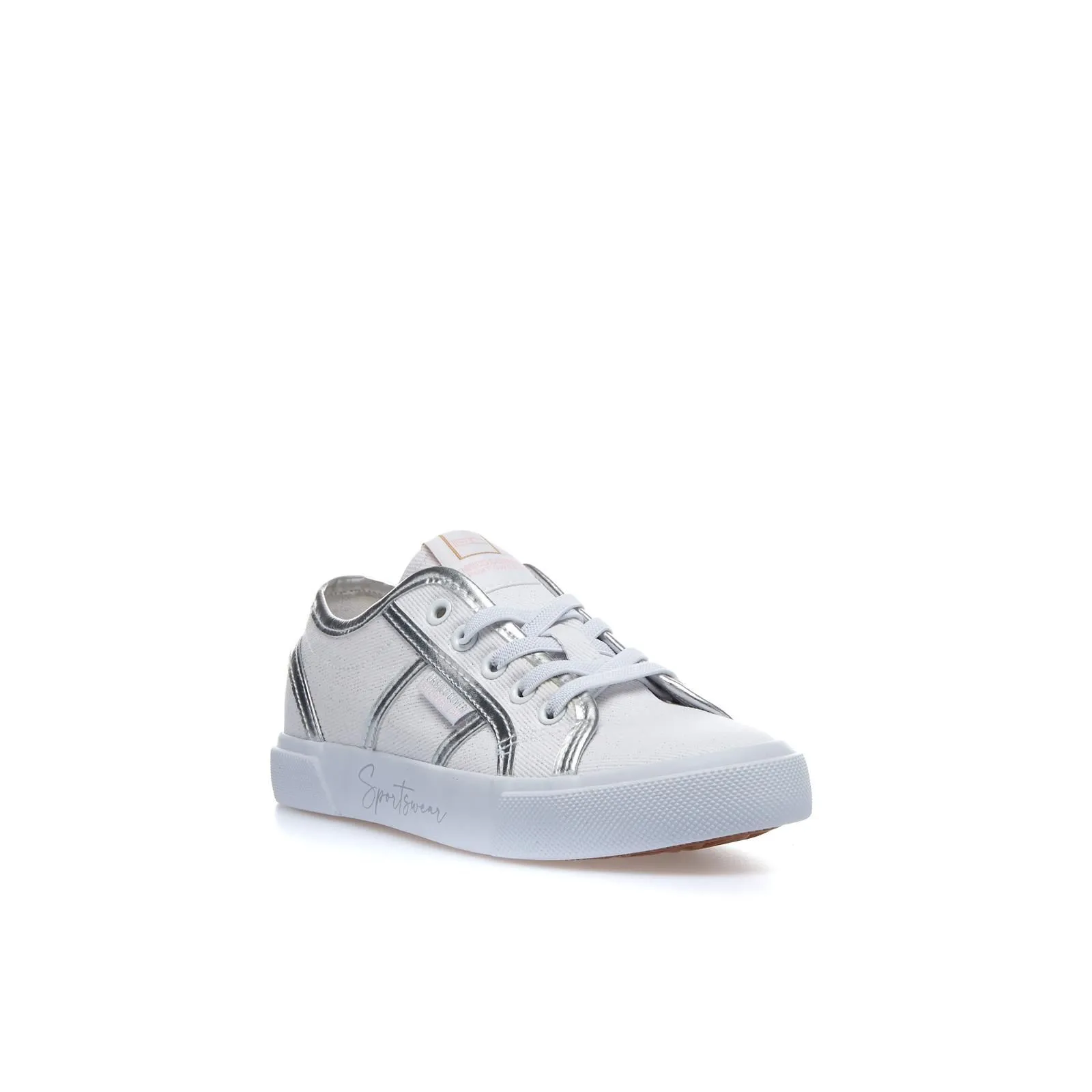 Sneakers bianche con dettagli laminati