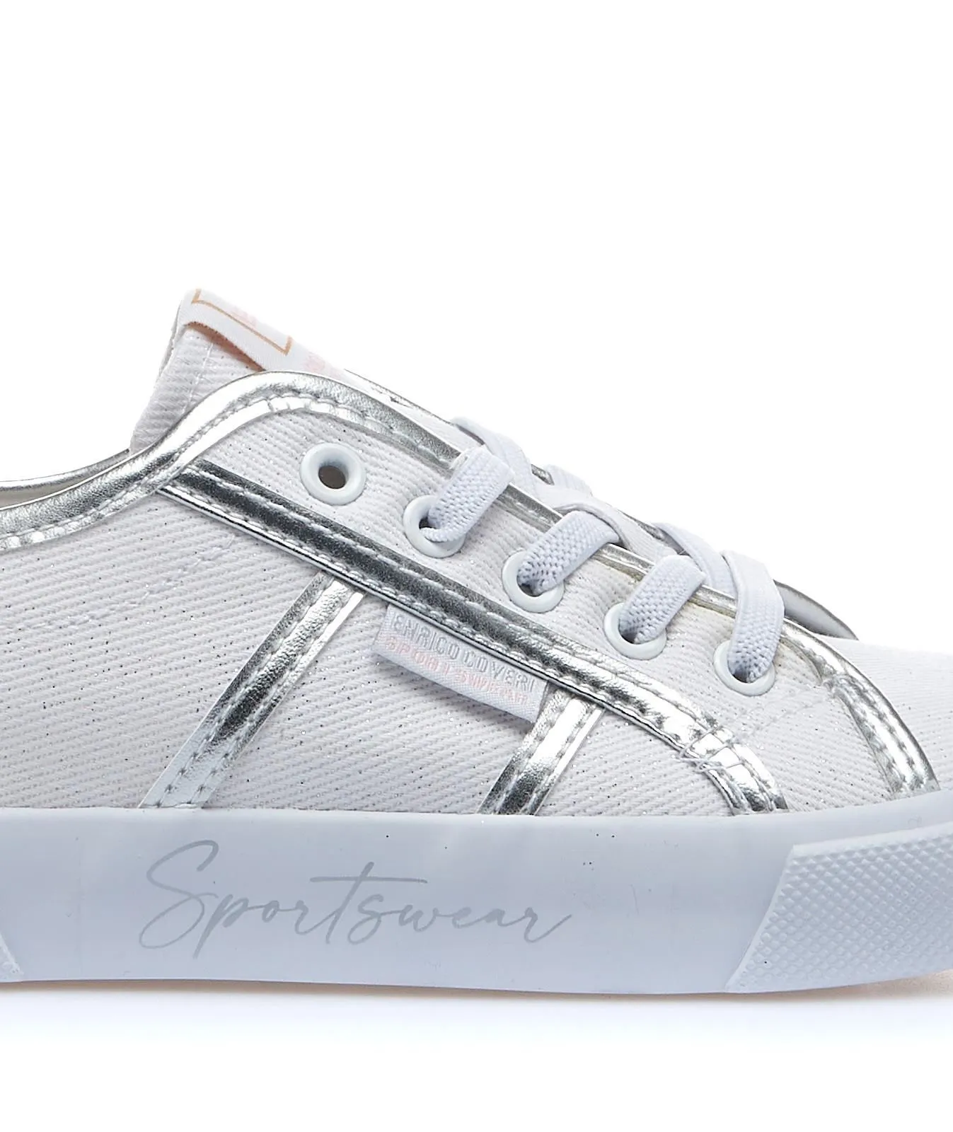 Sneakers bianche con dettagli laminati