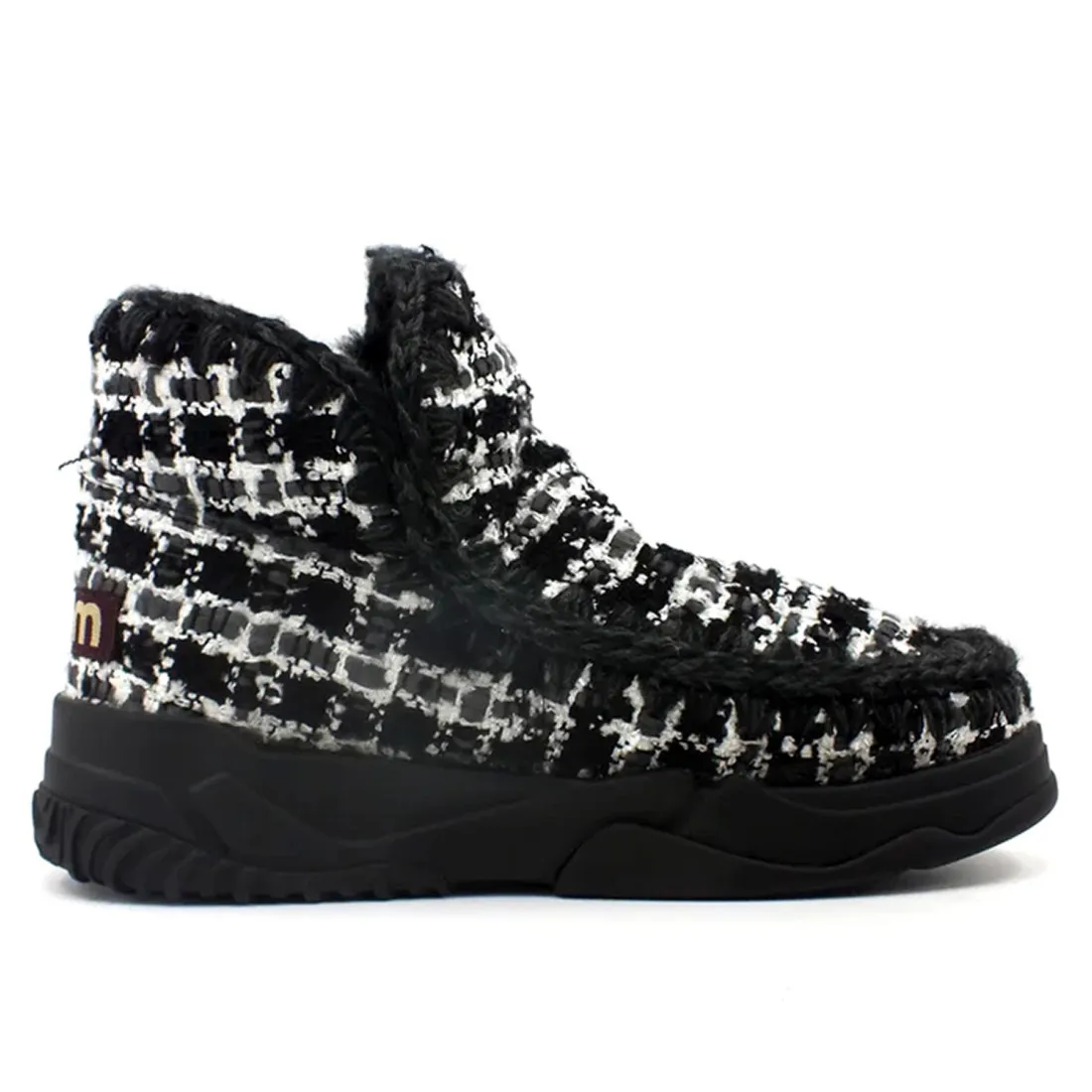 Stivaletto Mou Eskimo Trainer Lurex Tweed nero e bianco