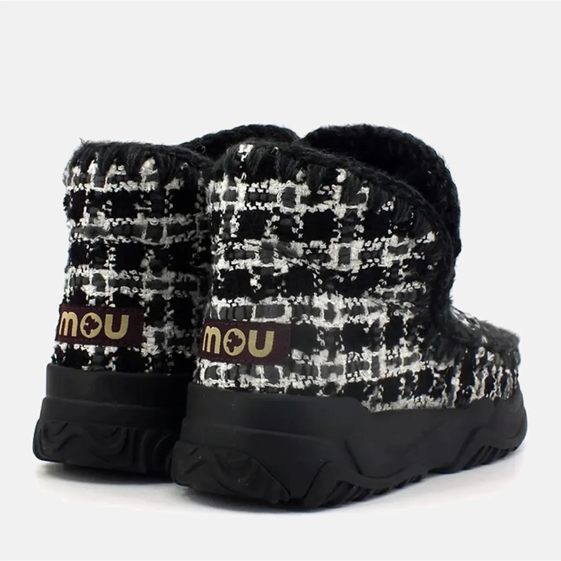 Stivaletto Mou Eskimo Trainer Lurex Tweed nero e bianco