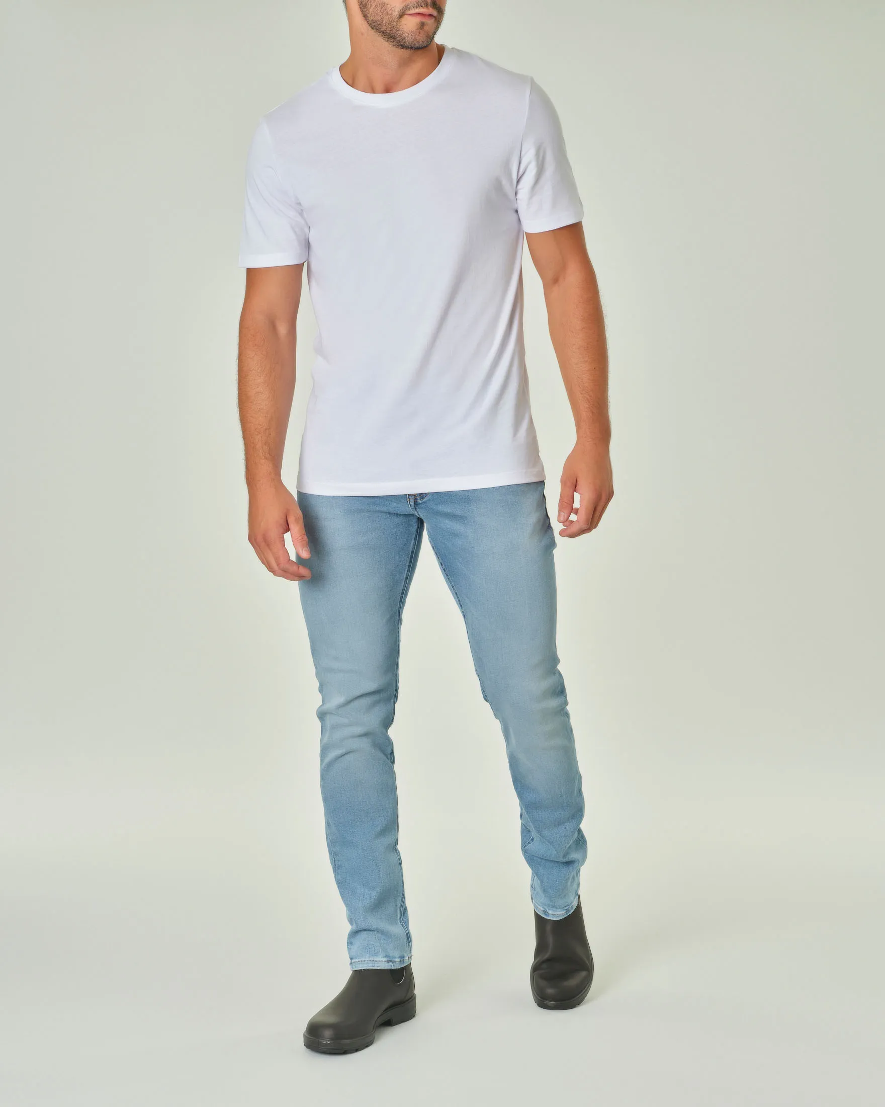 T-shirt bianca mezza manica tinta unita