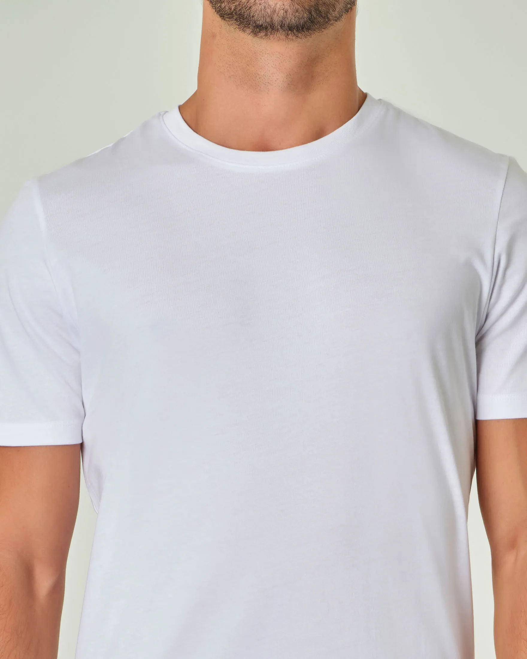 T-shirt bianca mezza manica tinta unita