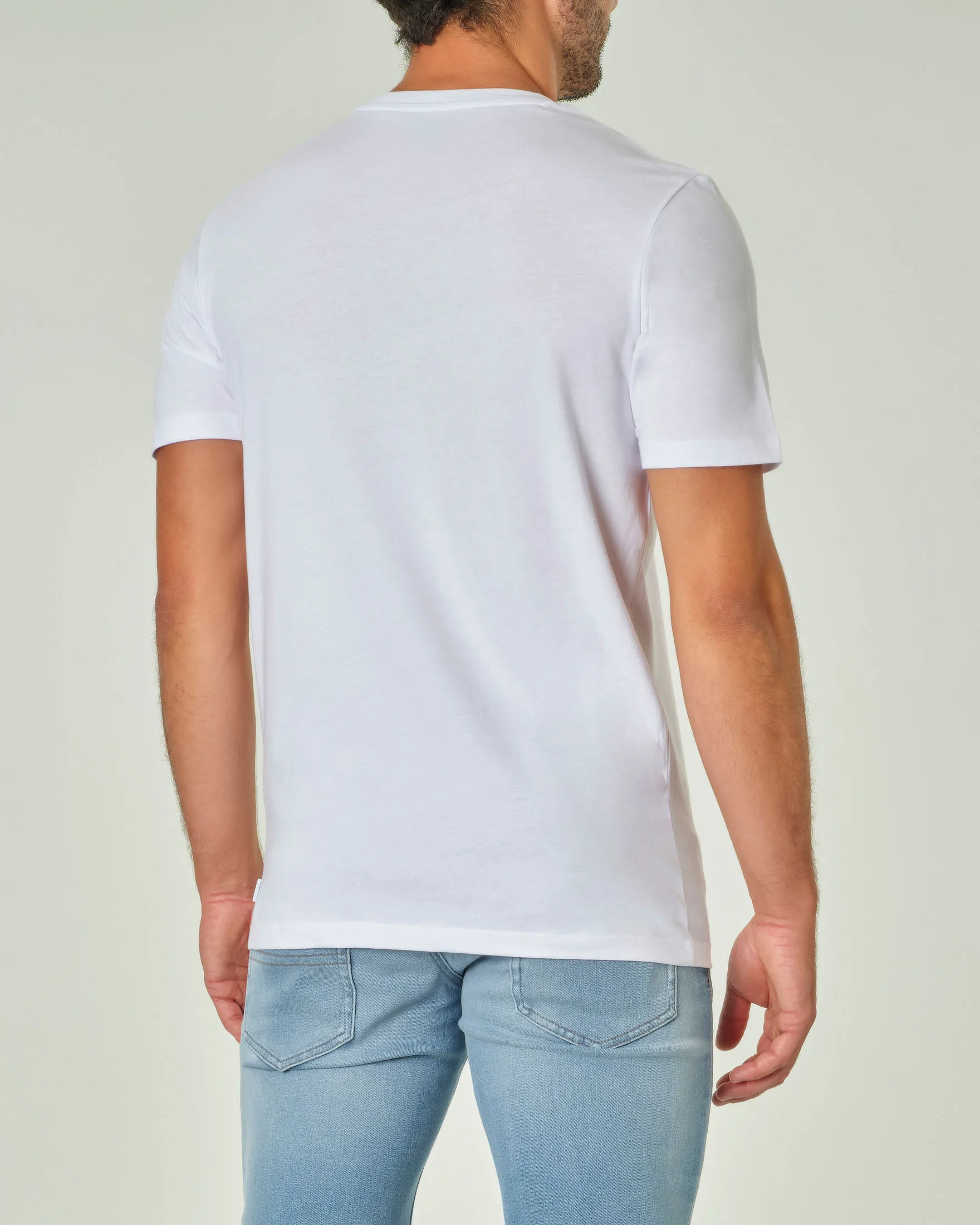 T-shirt bianca mezza manica tinta unita