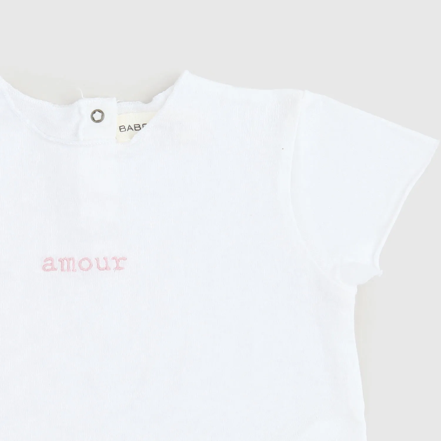 T-Shirt Bianca Scritta Rosa Neonata