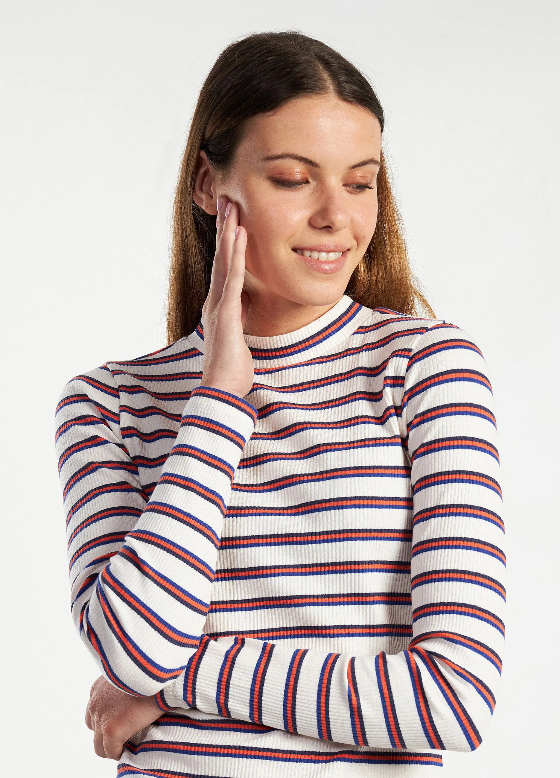 T-shirt in costina a maniche lunghe donna