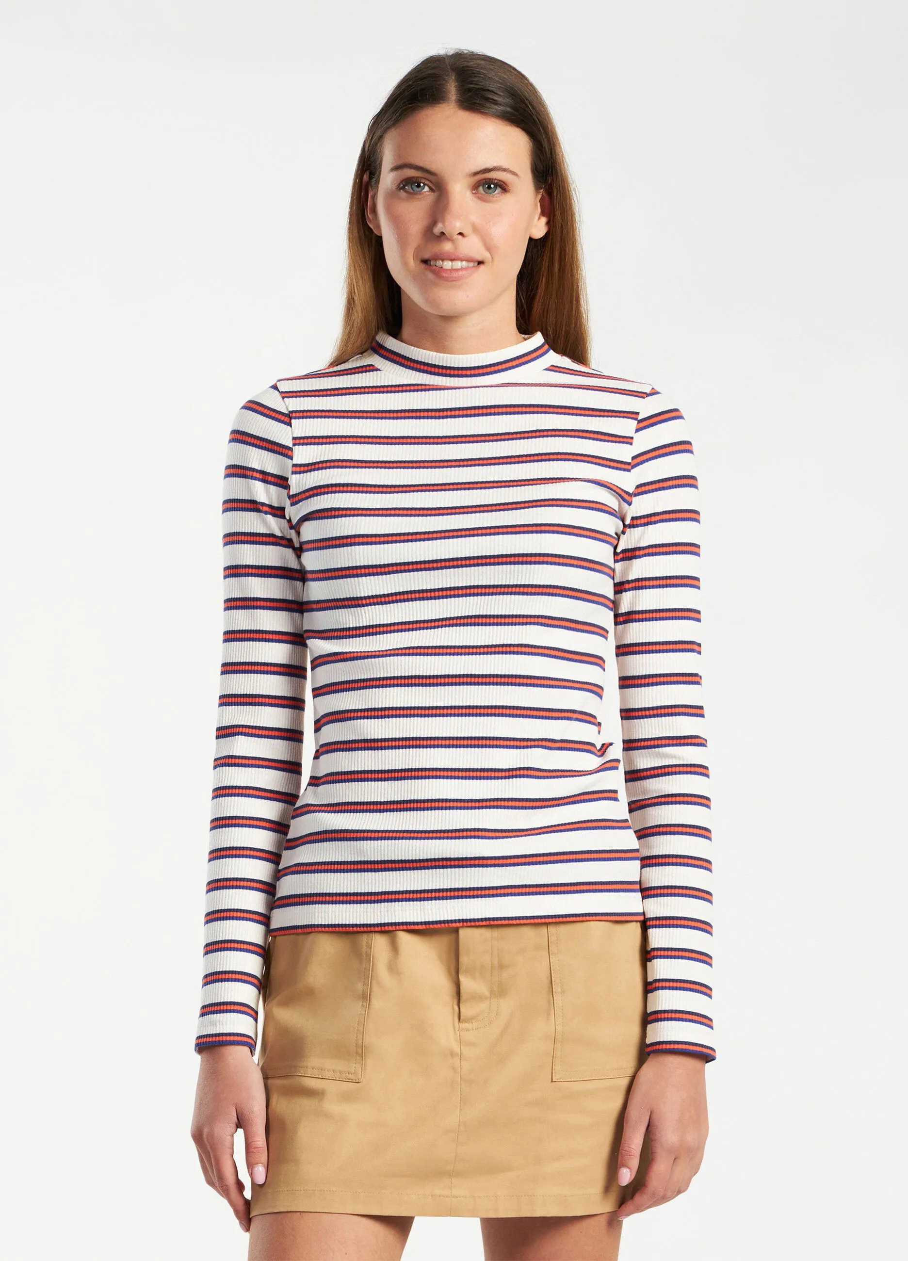 T-shirt in costina a maniche lunghe donna