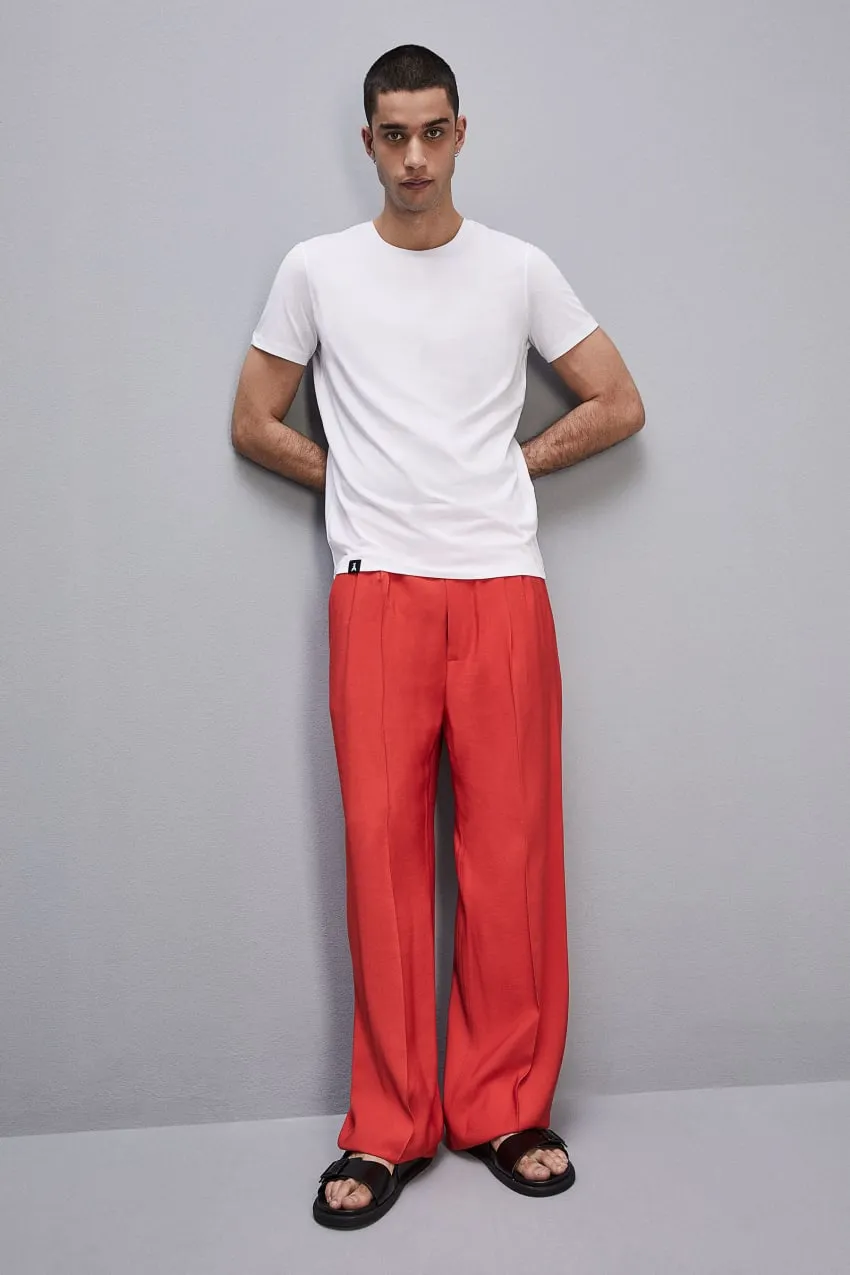 T-shirt slim fit in lyocell e cotone     