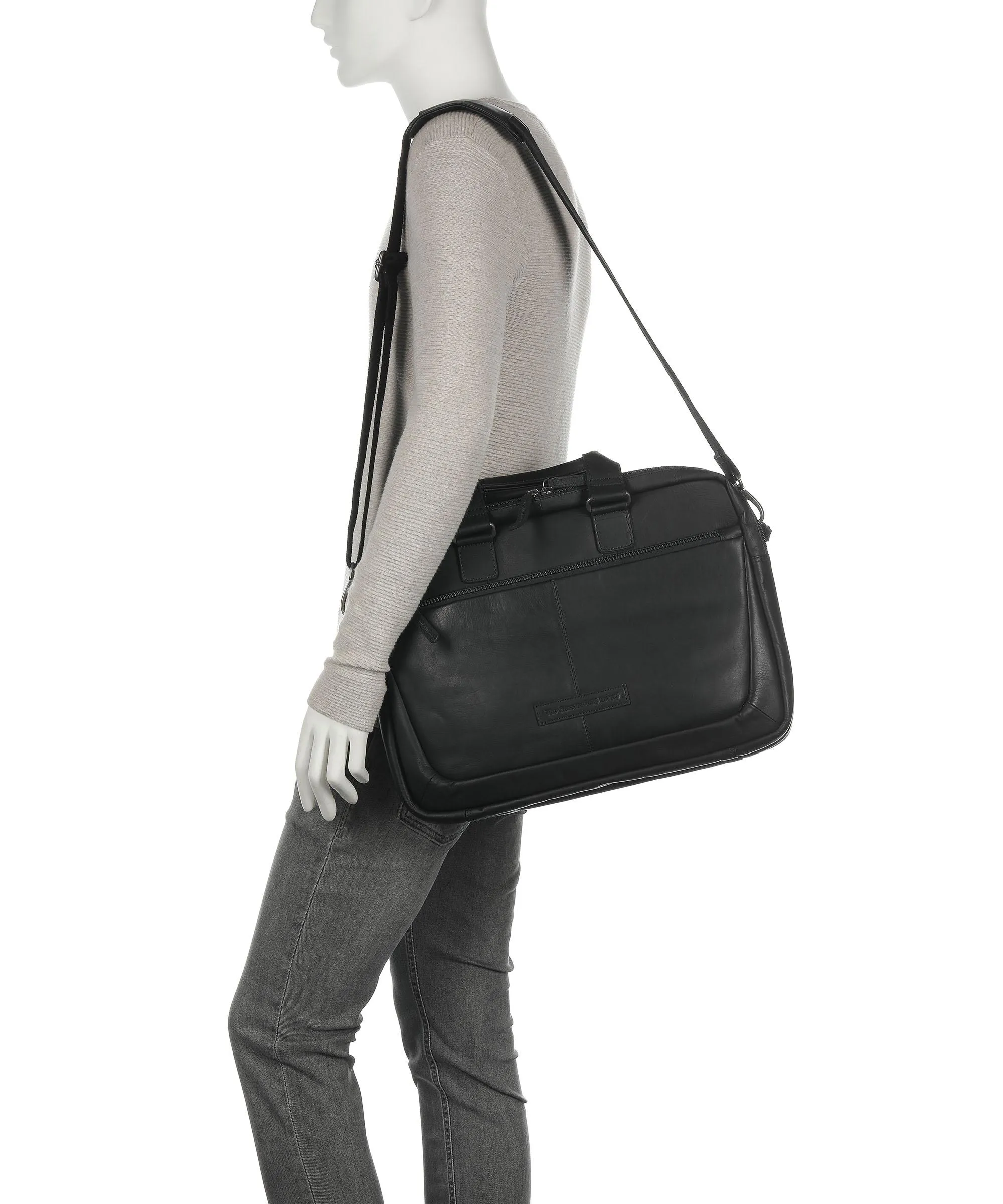  The Chesterfield Brand Seth Cartella 15″ pelle di vacchetta pull-up nero  