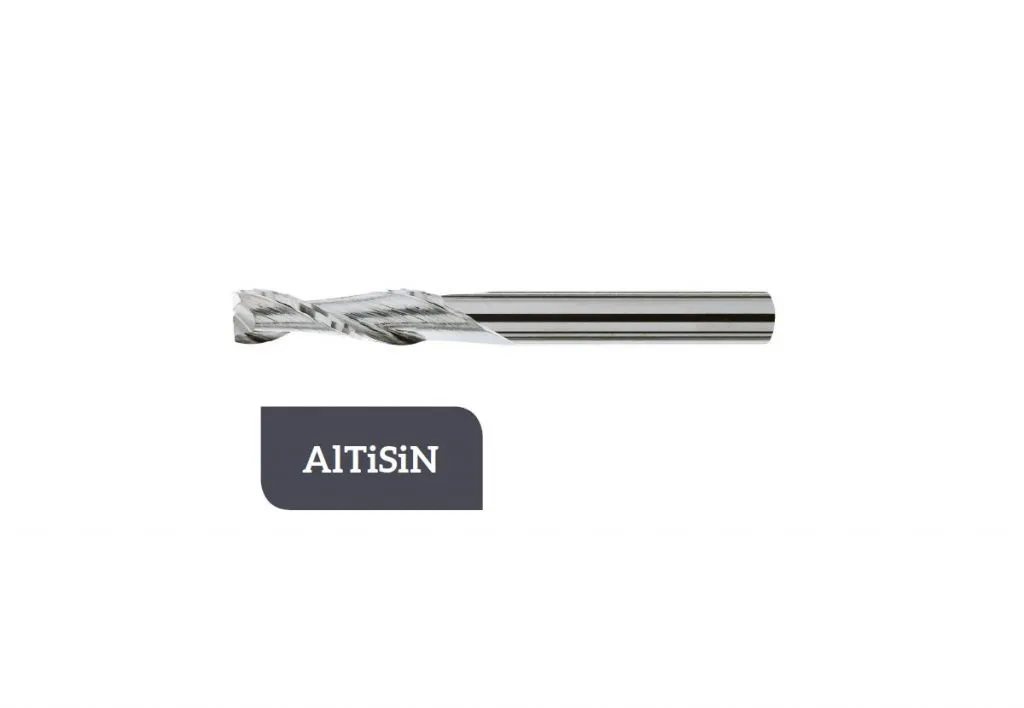 TM-3.2L-0500L Fresa elicoidale metallo duro Ø5.0 a due taglienti, taglio al centro con gambo cilindrico, rivestita in AlTiSiN