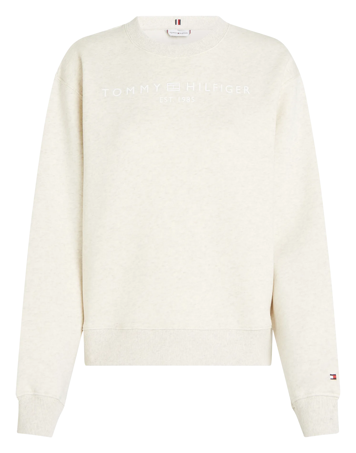  TOMMY HILFIGER   Felpa dritta in misto cotone con scollo tondo | Marrone