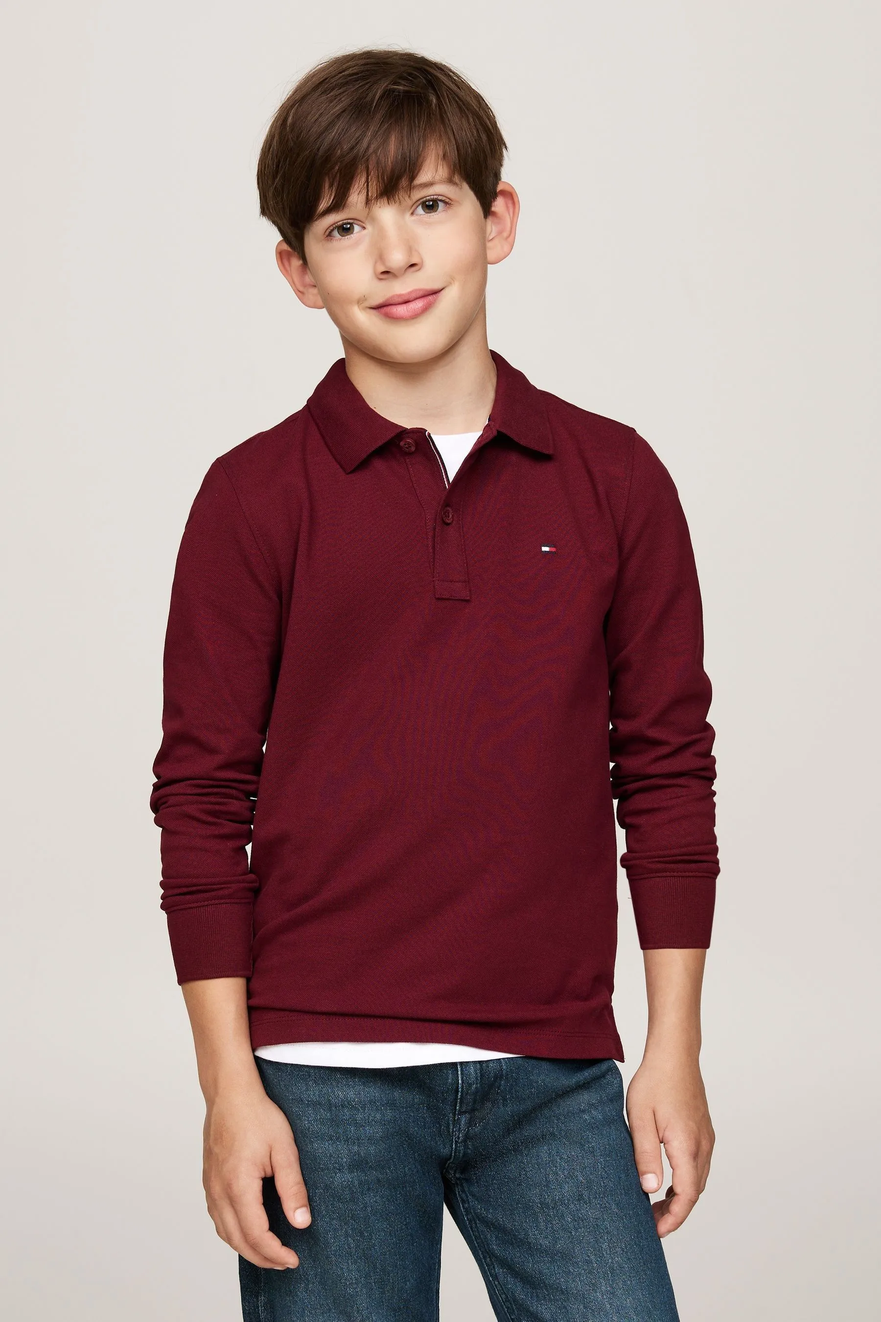 Tommy Hilfiger Rosso - Flag Polo a maniche lunghe    