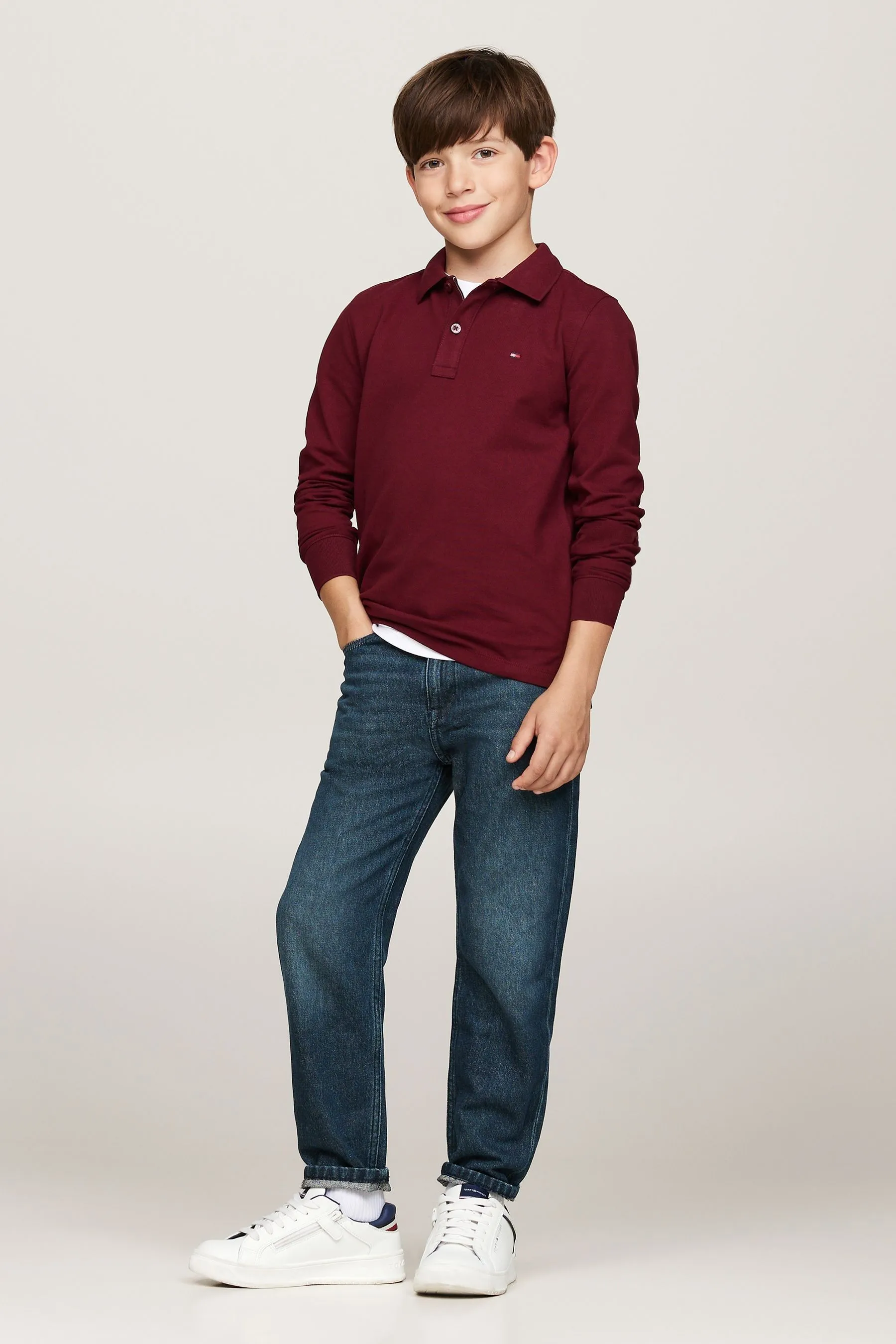 Tommy Hilfiger Rosso - Flag Polo a maniche lunghe    
