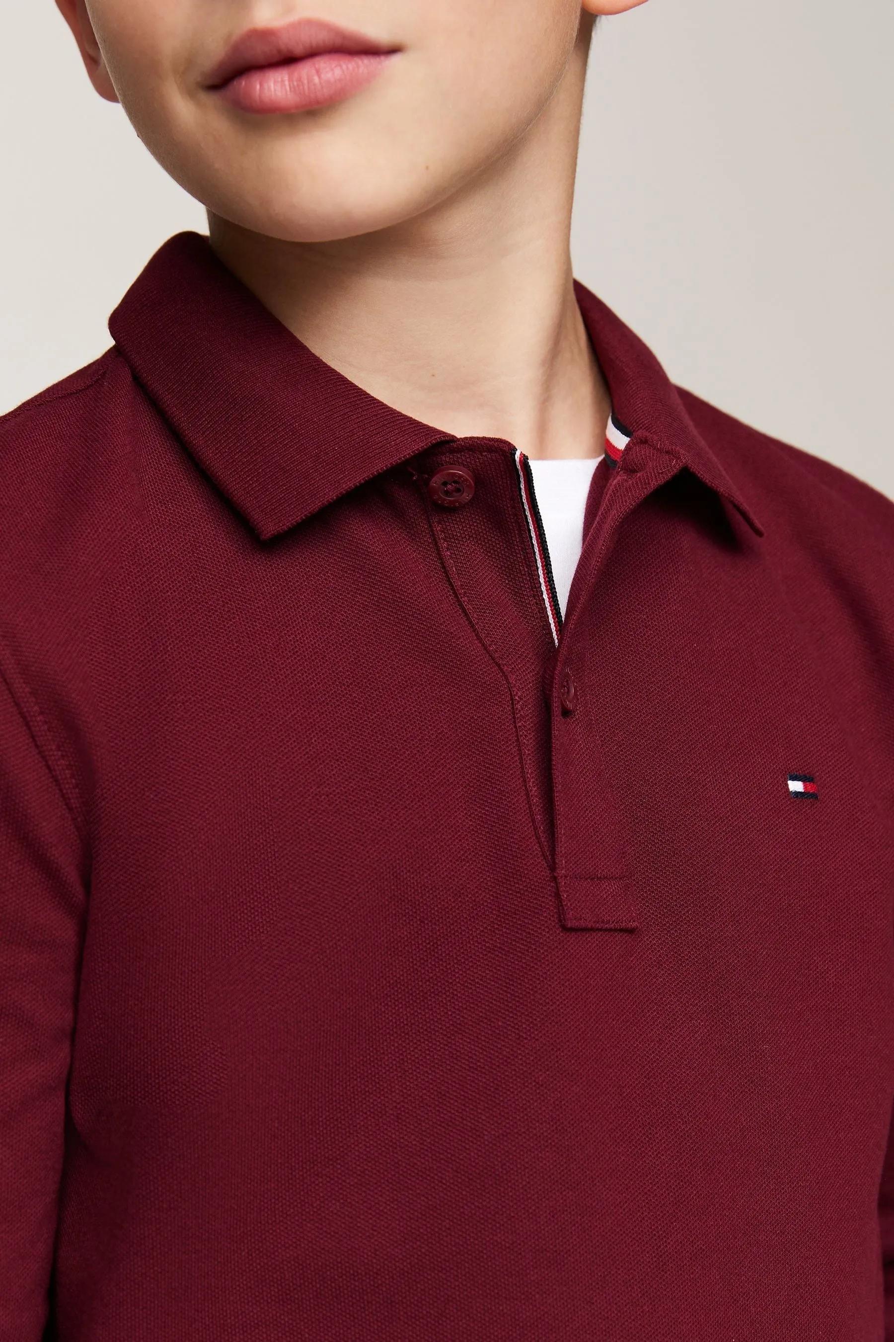 Tommy Hilfiger Rosso - Flag Polo a maniche lunghe    