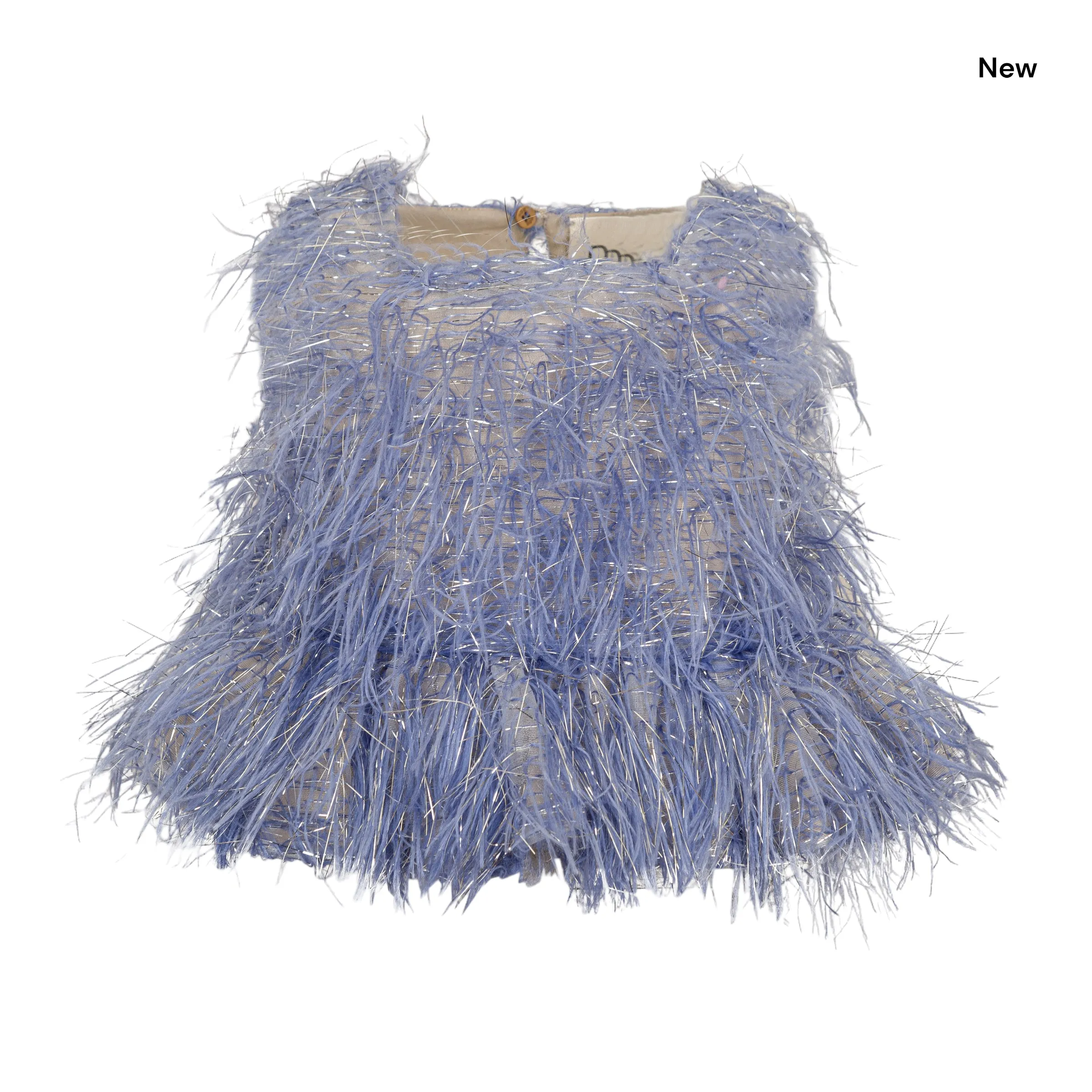 Top viola con piume e lurex per bambina