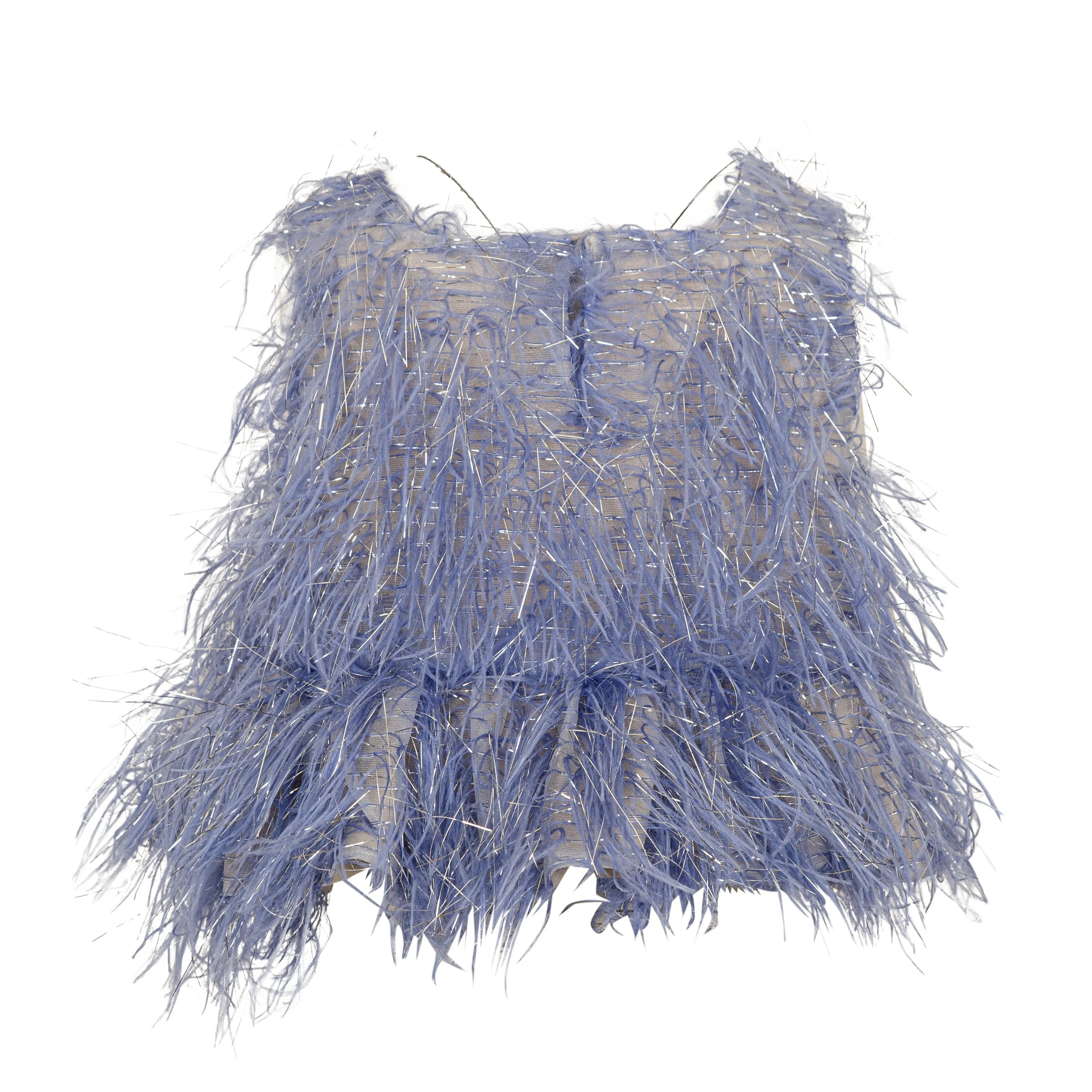 Top viola con piume e lurex per bambina