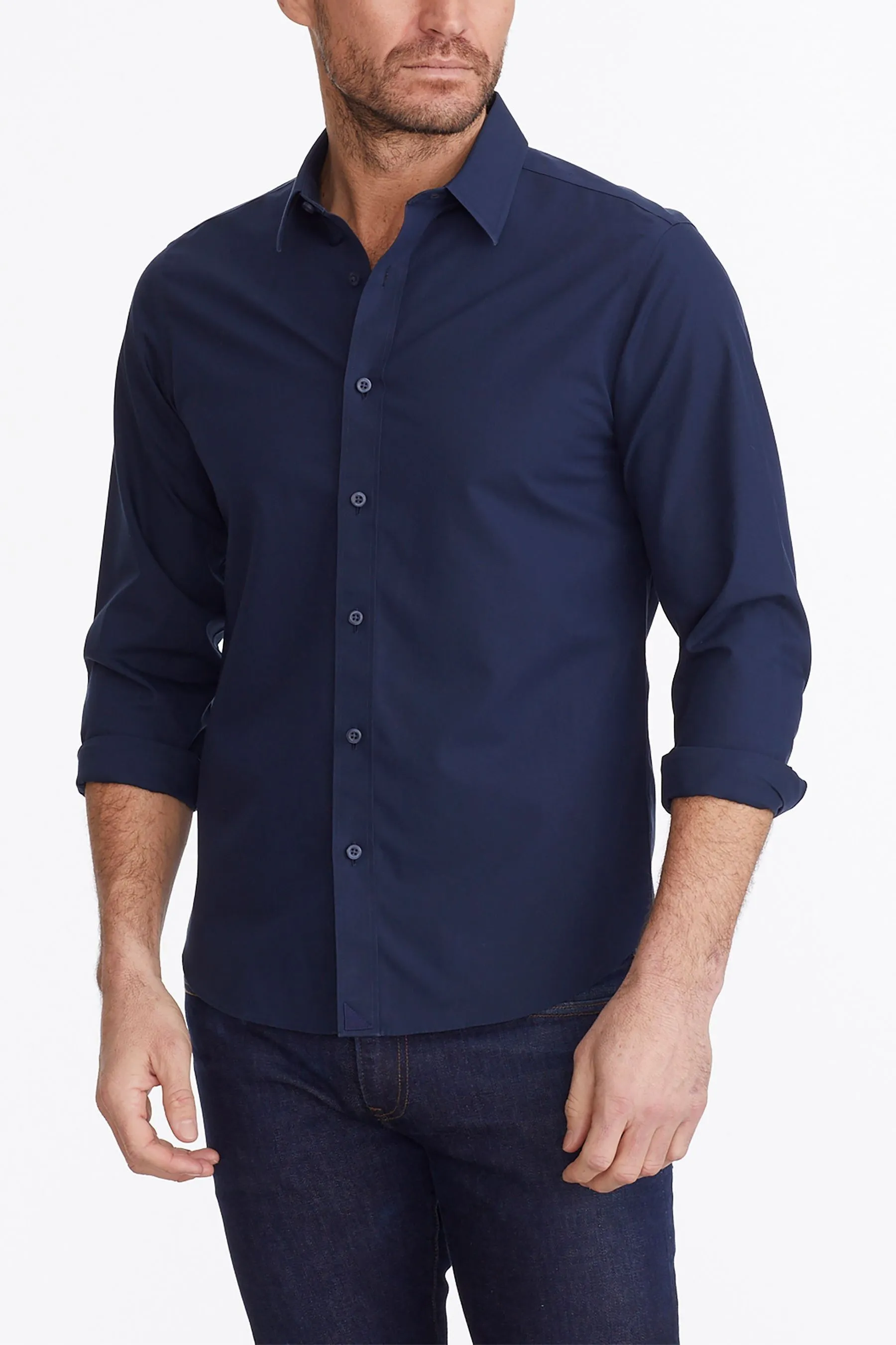 UnTuckIt 100% cotone senza pieghe Relaxed Fit Castello Camicia    