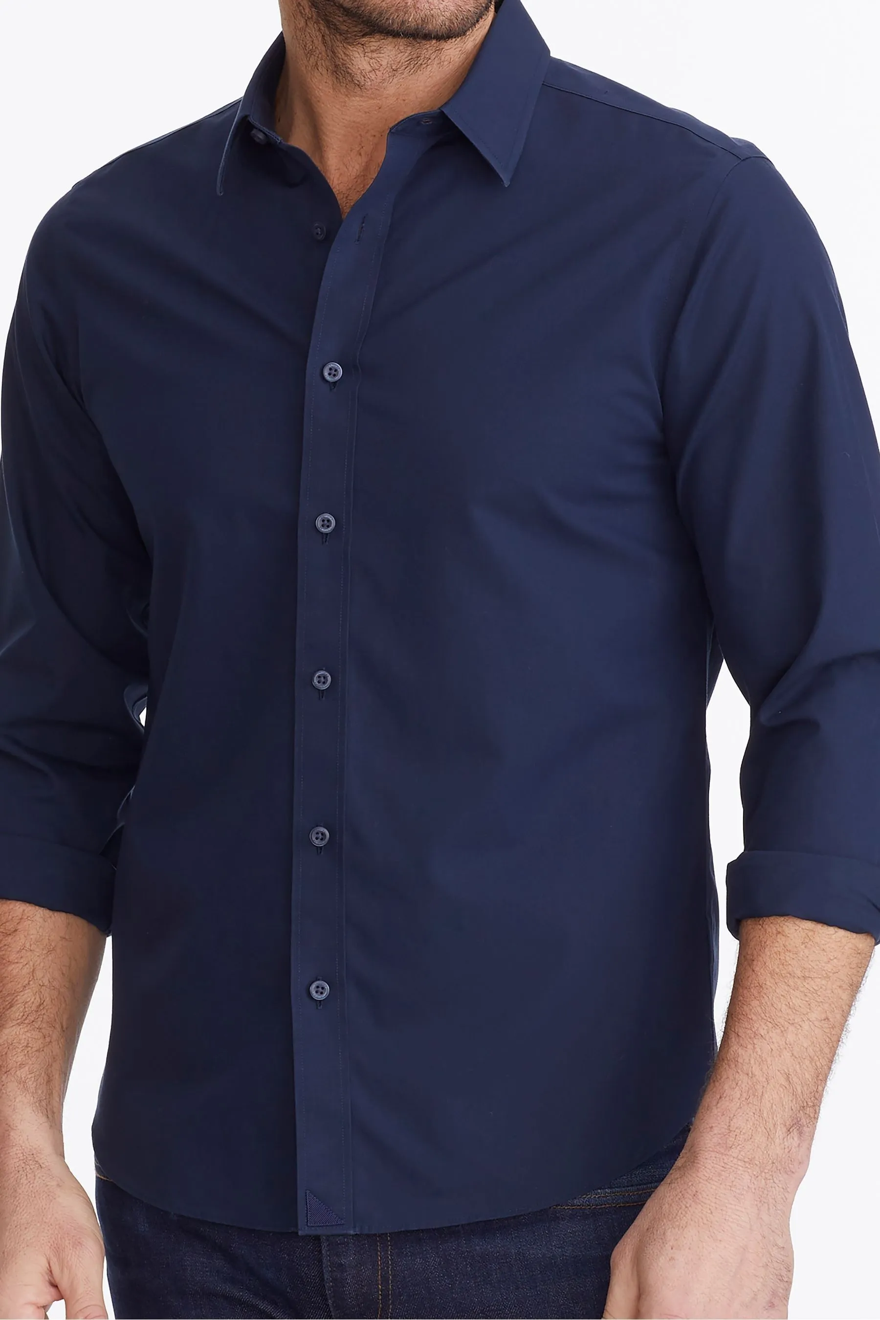 UnTuckIt 100% cotone senza pieghe Relaxed Fit Castello Camicia    