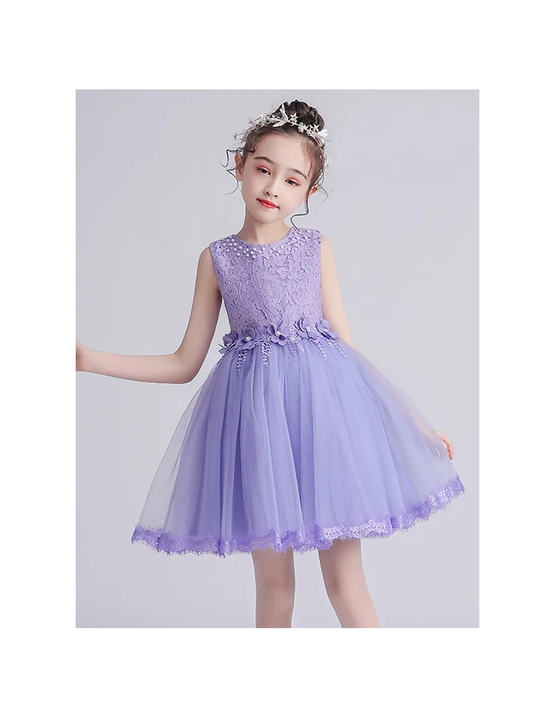 Vestito damina matrimonio in tulle e pizzo disponibile in vari colori