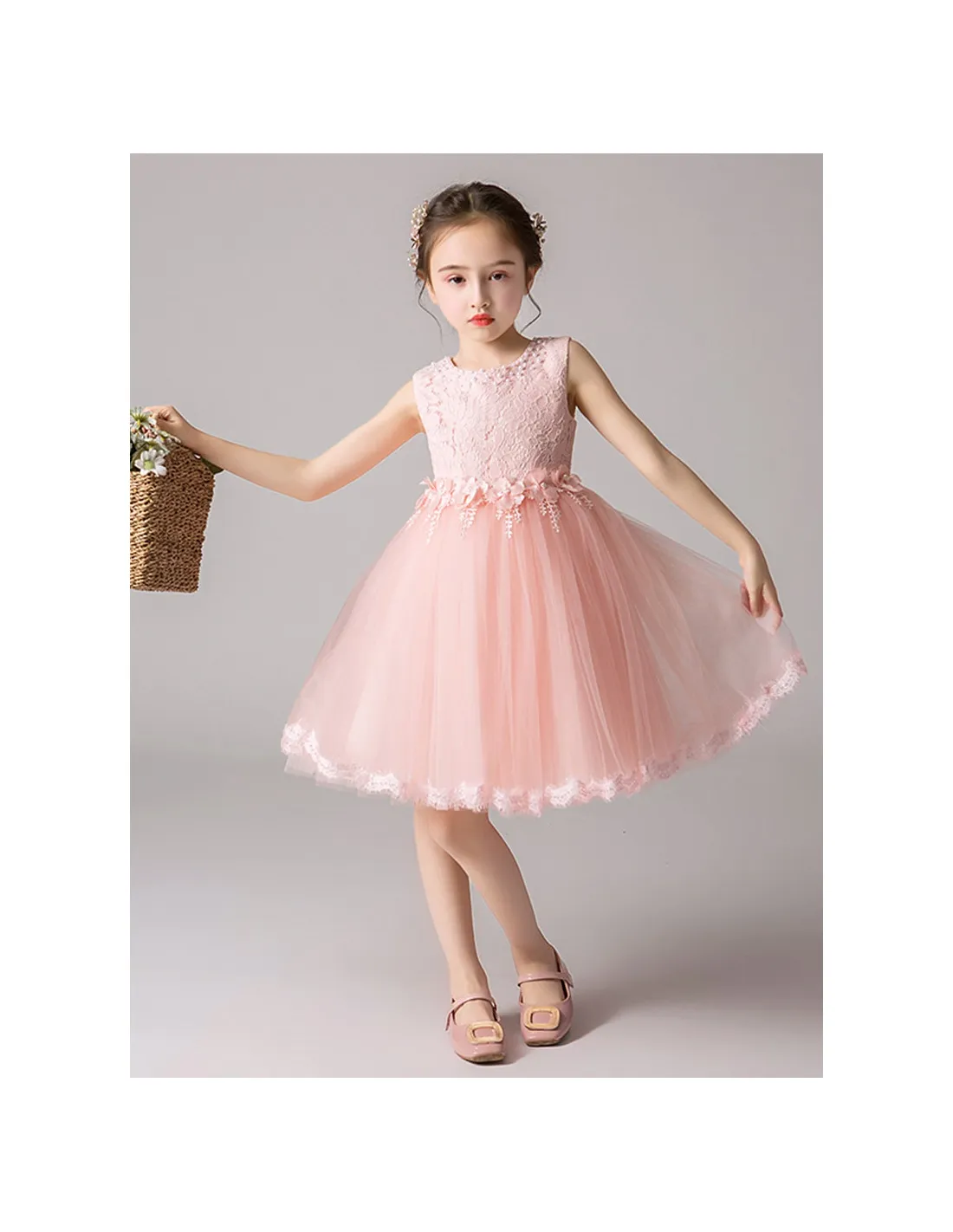 Vestito damina matrimonio in tulle e pizzo disponibile in vari colori
