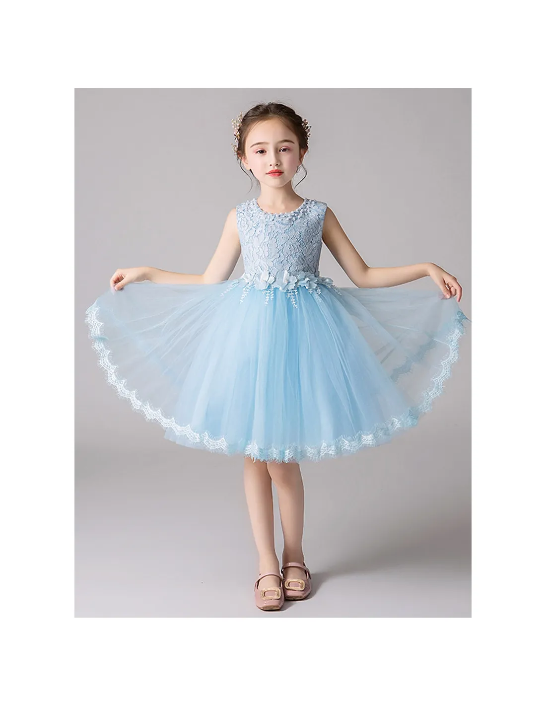 Vestito damina matrimonio in tulle e pizzo disponibile in vari colori