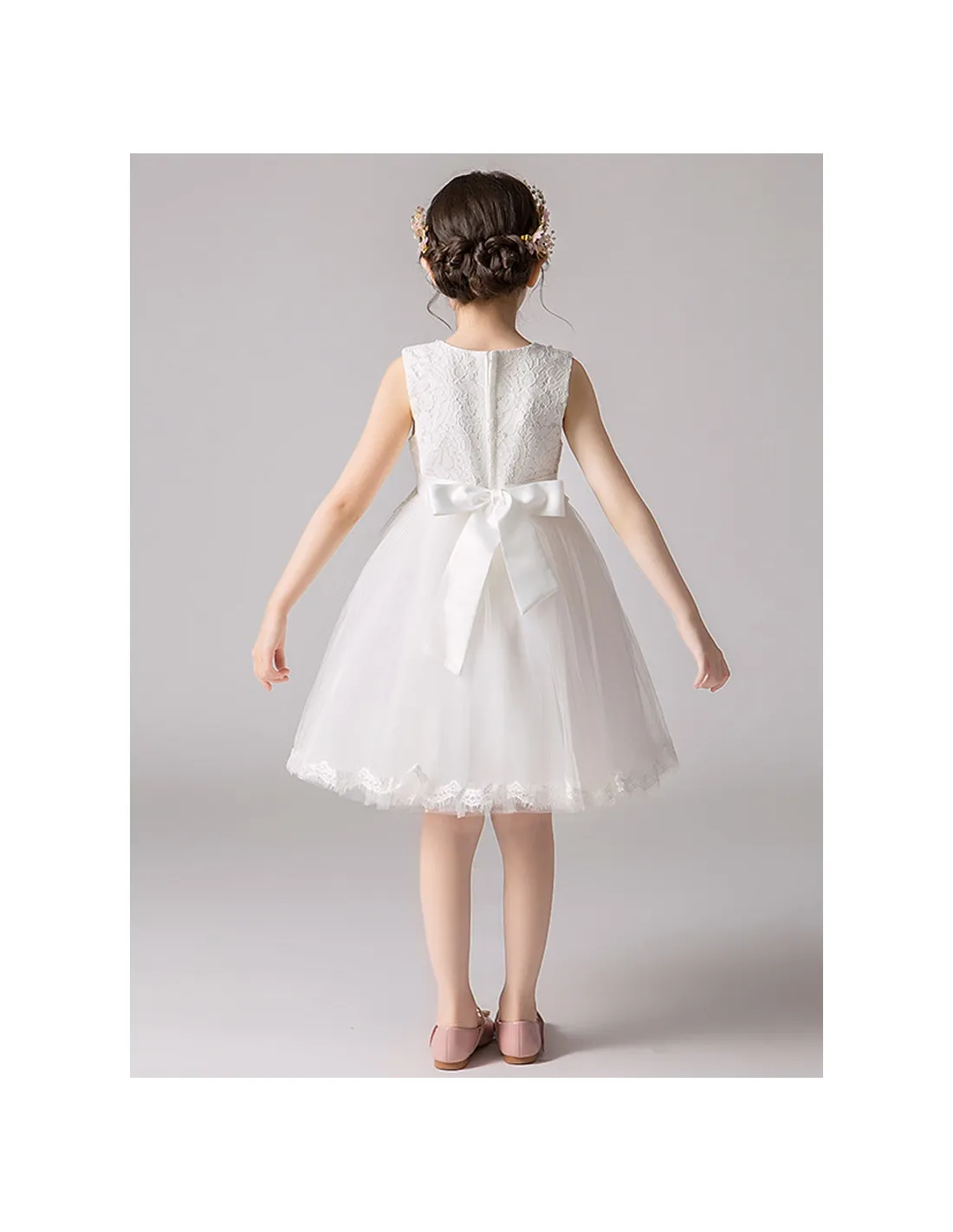 Vestito damina matrimonio in tulle e pizzo disponibile in vari colori