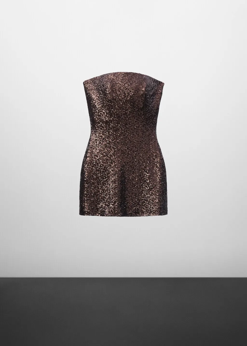 Vestito paillettes senza spalline