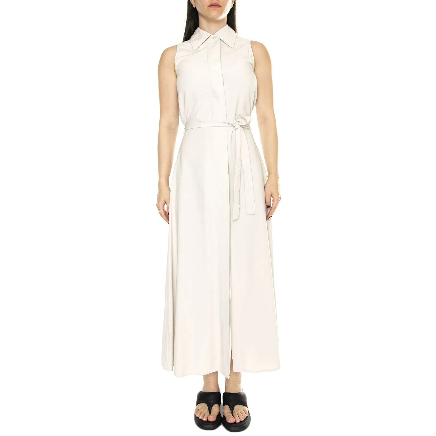 WILD PONY Vestido Largo Camisero Blanco - Abito Donna Bianco    