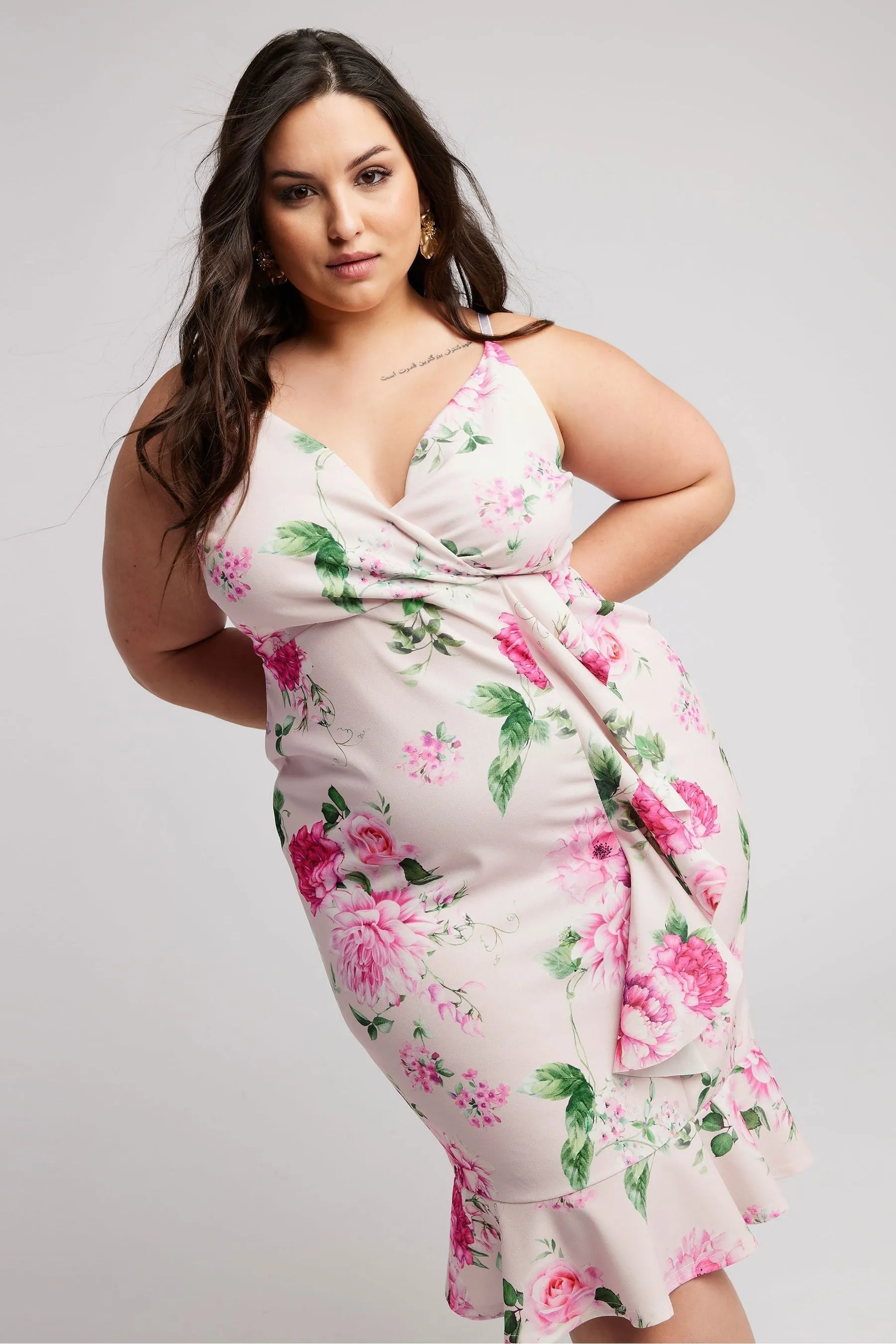 Yours Curve London - Floreale Stampa Ruches - Abito midi