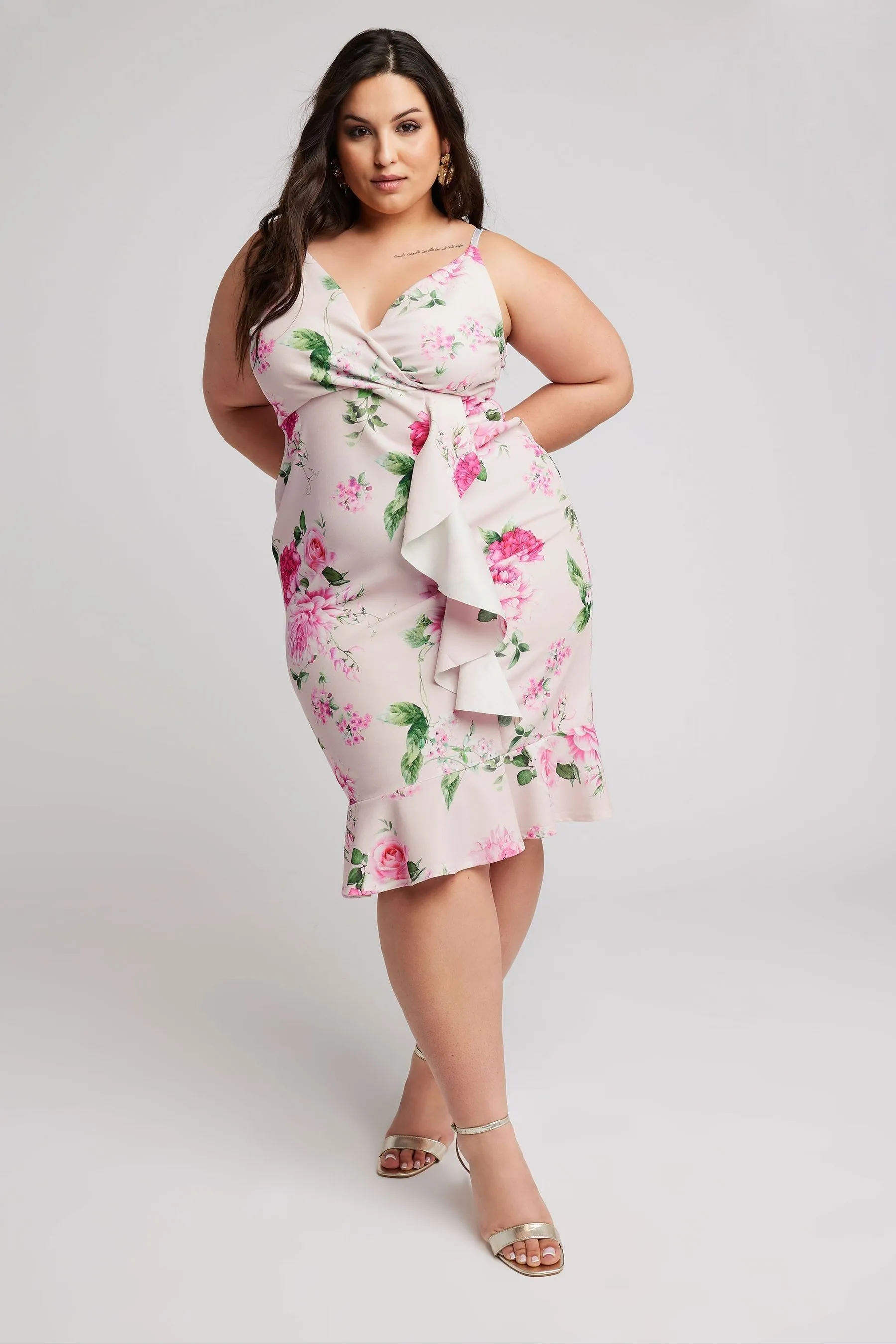 Yours Curve London - Floreale Stampa Ruches - Abito midi